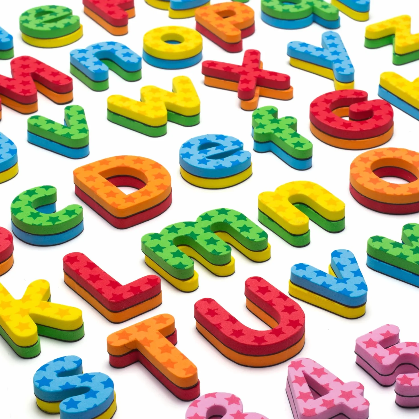 Lettres et Chiffres magnétiques pour Enfants, Ensemble de 192 pièces en Mousse 9 Couleurs