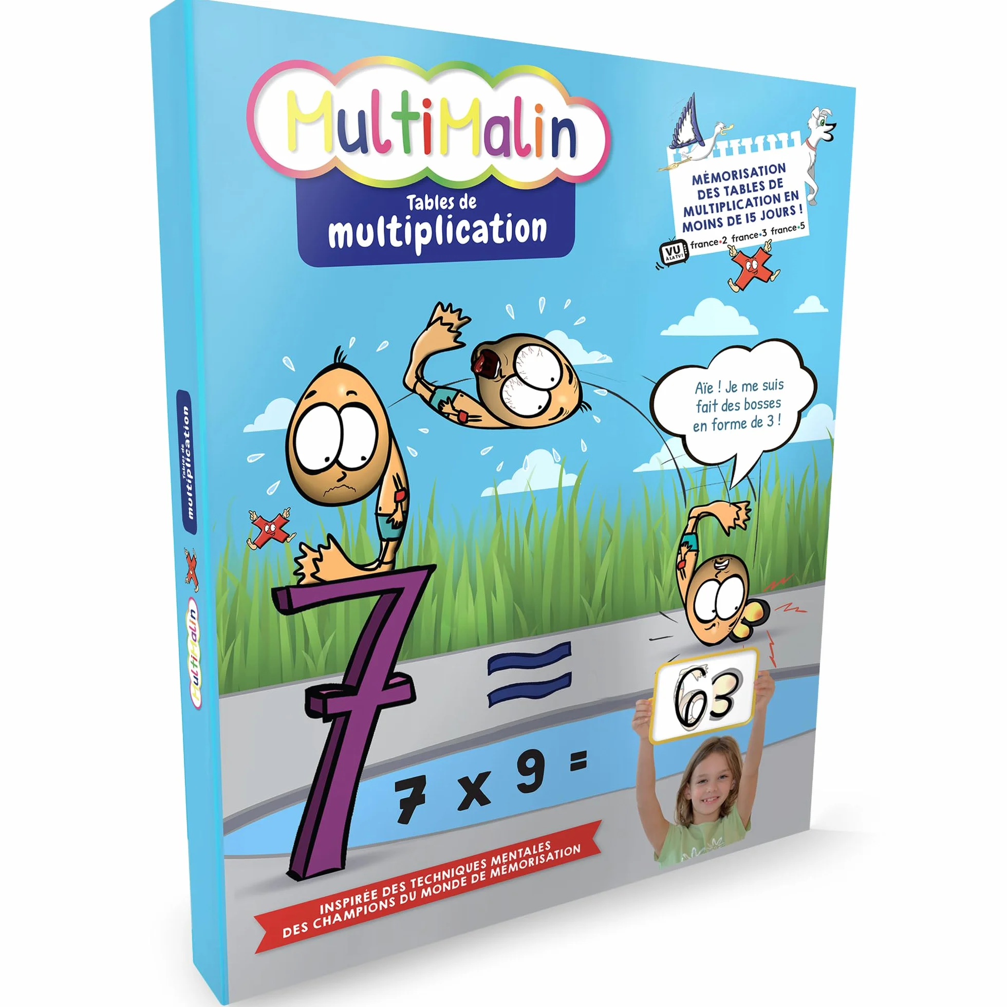 Coffret Tables de Multiplication CE1 CM2 - Livret Dessins Animés Jeu de Cartes Apprendre Tables de Multiplication en Moins de 15 Jours