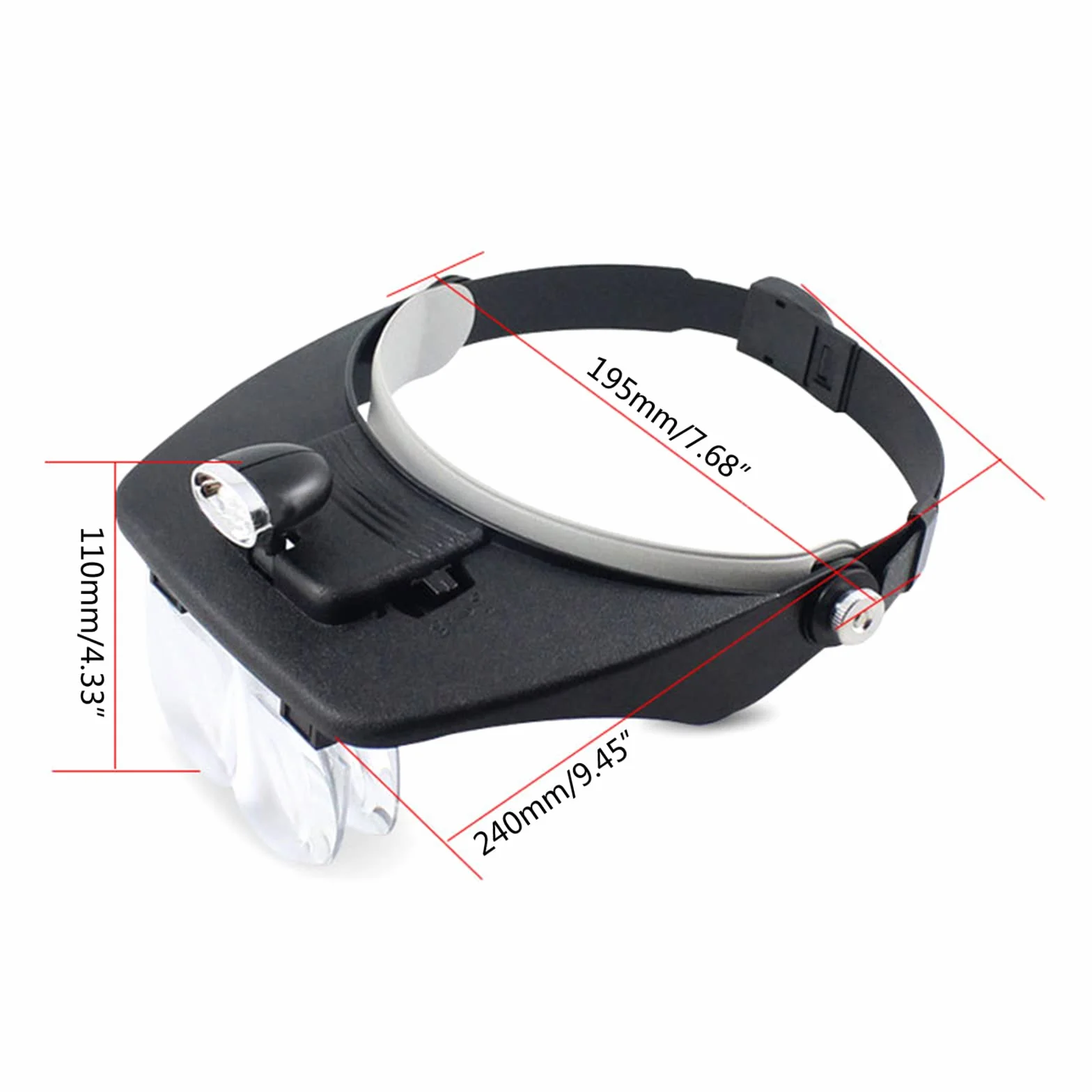 Loupes de tête LED 1.2X 1.8X 2.5X 3.5X, Lunettes loupe avec lumière