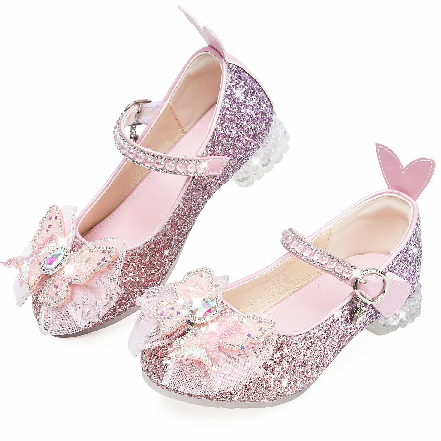 Chaussures de Danse Mary Jane Paillettes Fille Enfant Princesse Talon