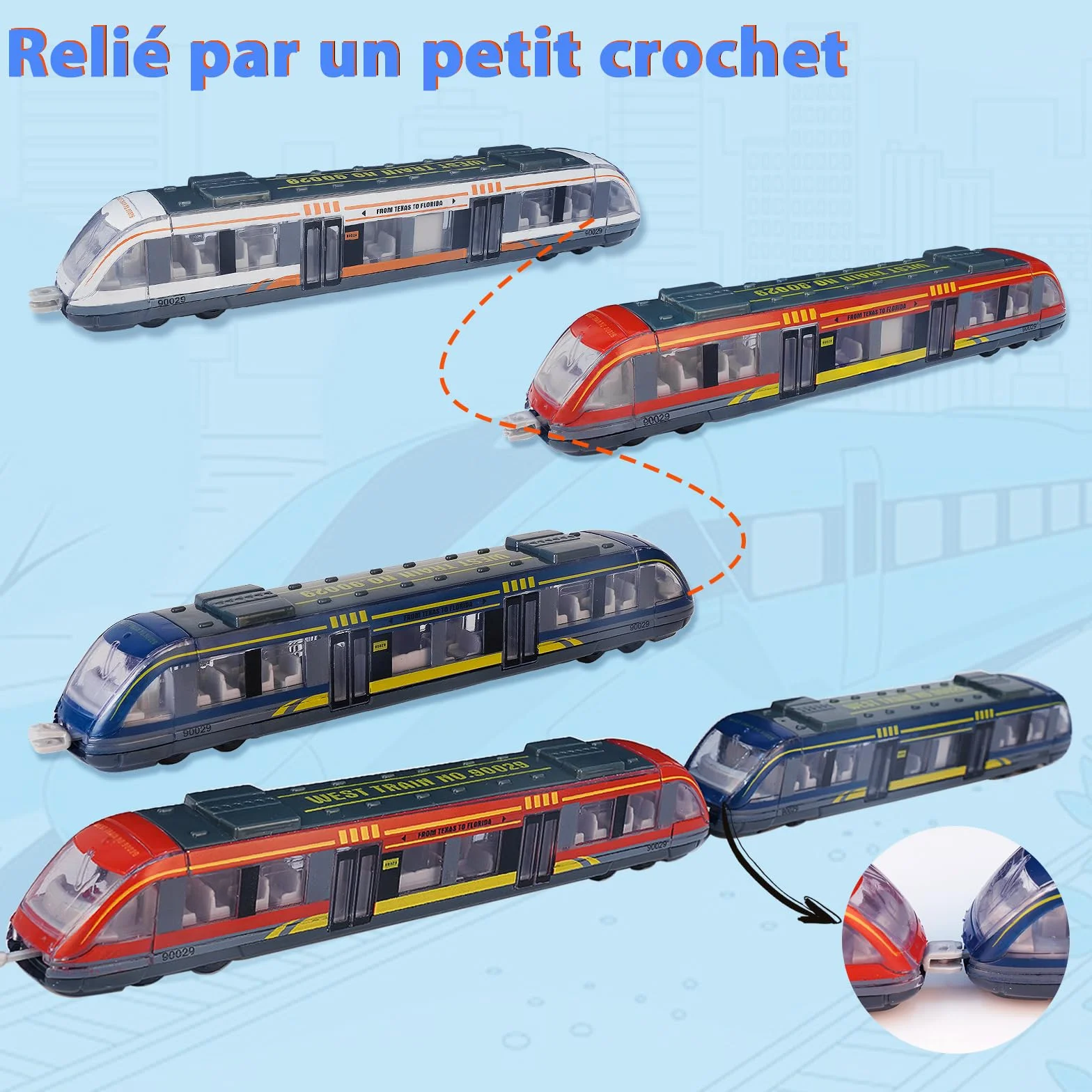 VBACALA Alliage Jouets de Train pour Enfants 3 Ans Plus Modèles Train Grande Vitesse Métal Die-cast Pack 3 Locomotives