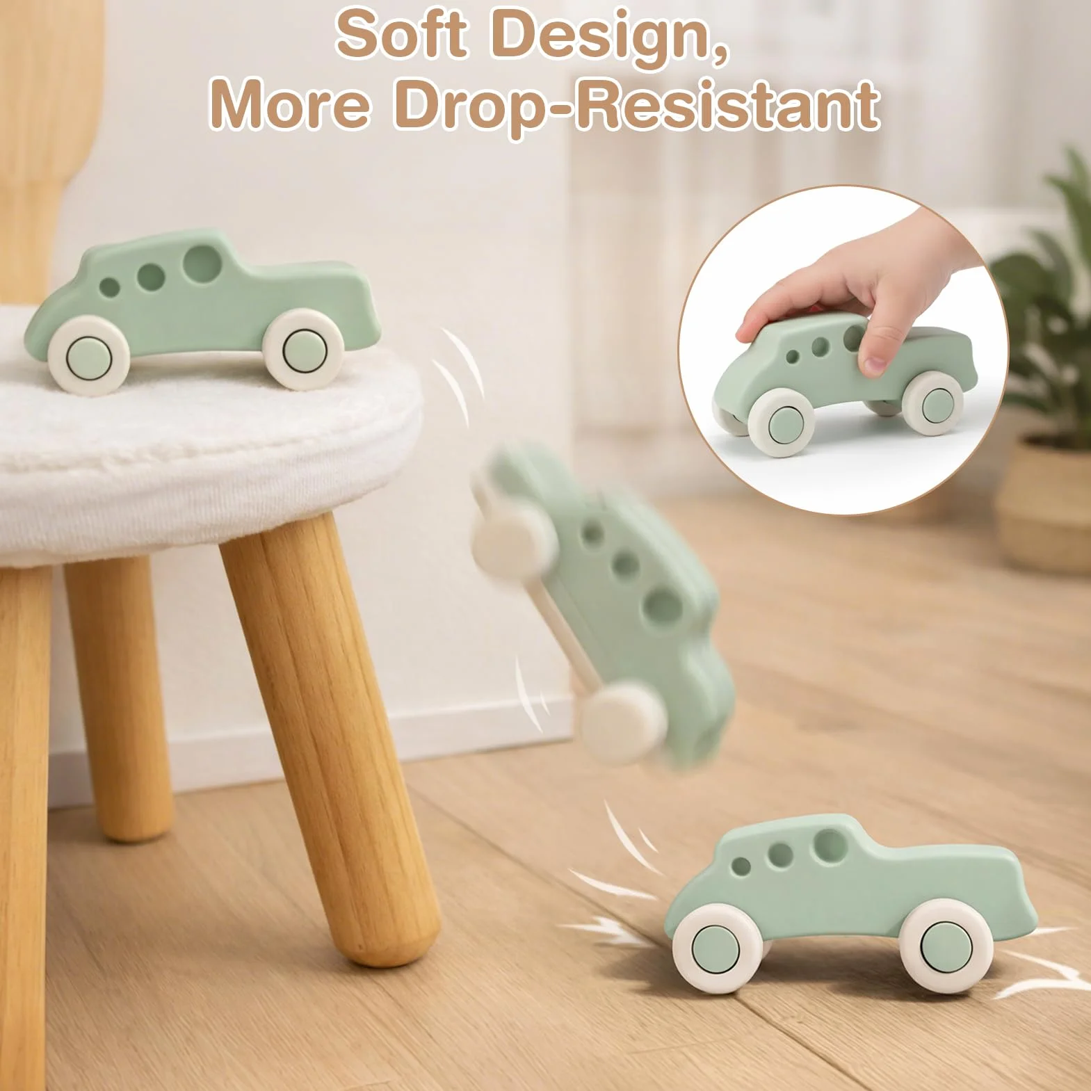 Vanplay Voiture Enfant Jouet Bébé 6 Mois Dentition Jeux Petite Voiture Cadeau Garçon Fille Noël Anniversaire Boîte Rangement 4 Pièces