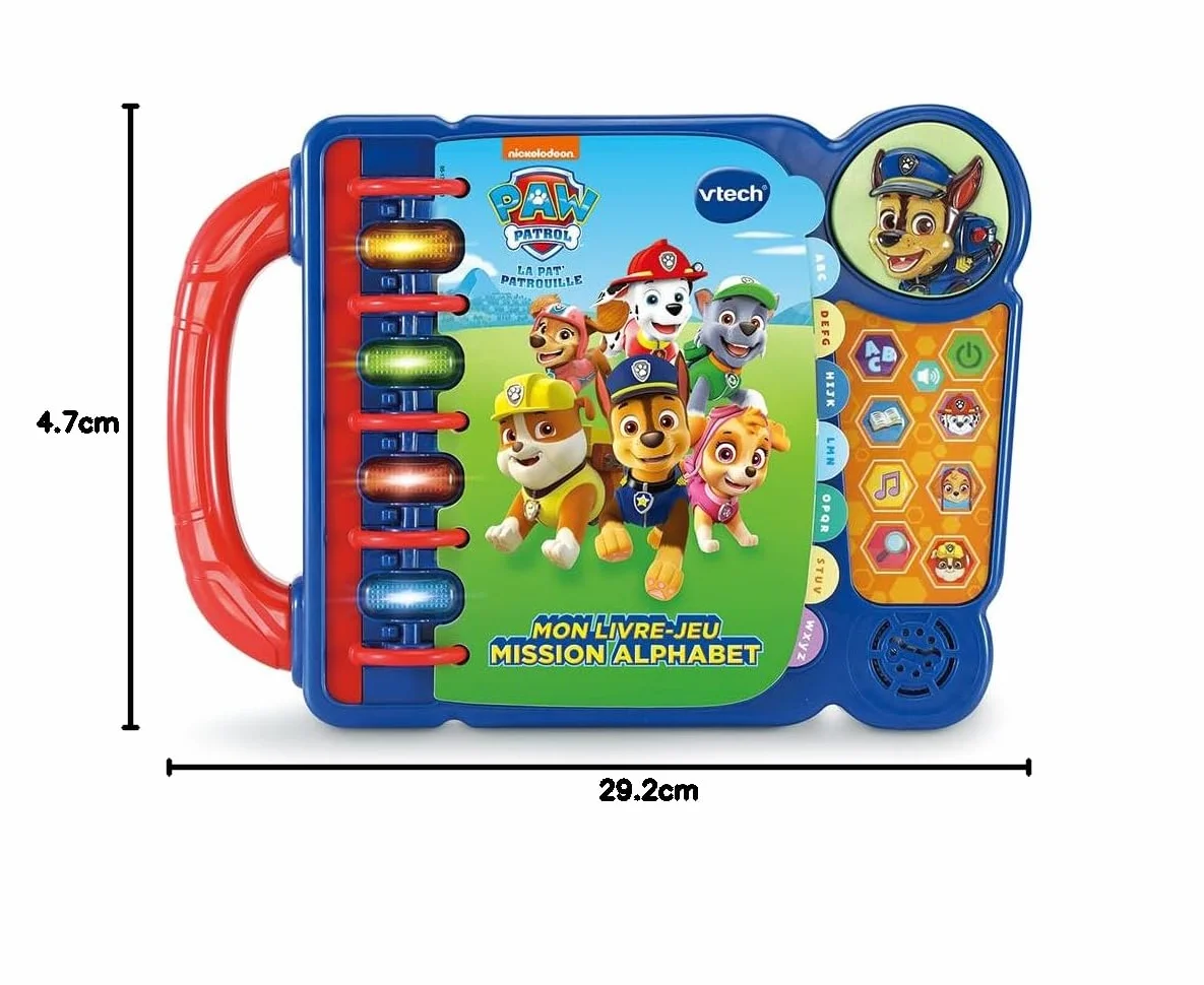 VTech Pat' Patrouille Mon Livre-Jeu Mission Alphabet Jeux Éducatifs Livre Sonore Musical Jouet Paw Patrol Cadeau Enfant 3-7 Ans Français