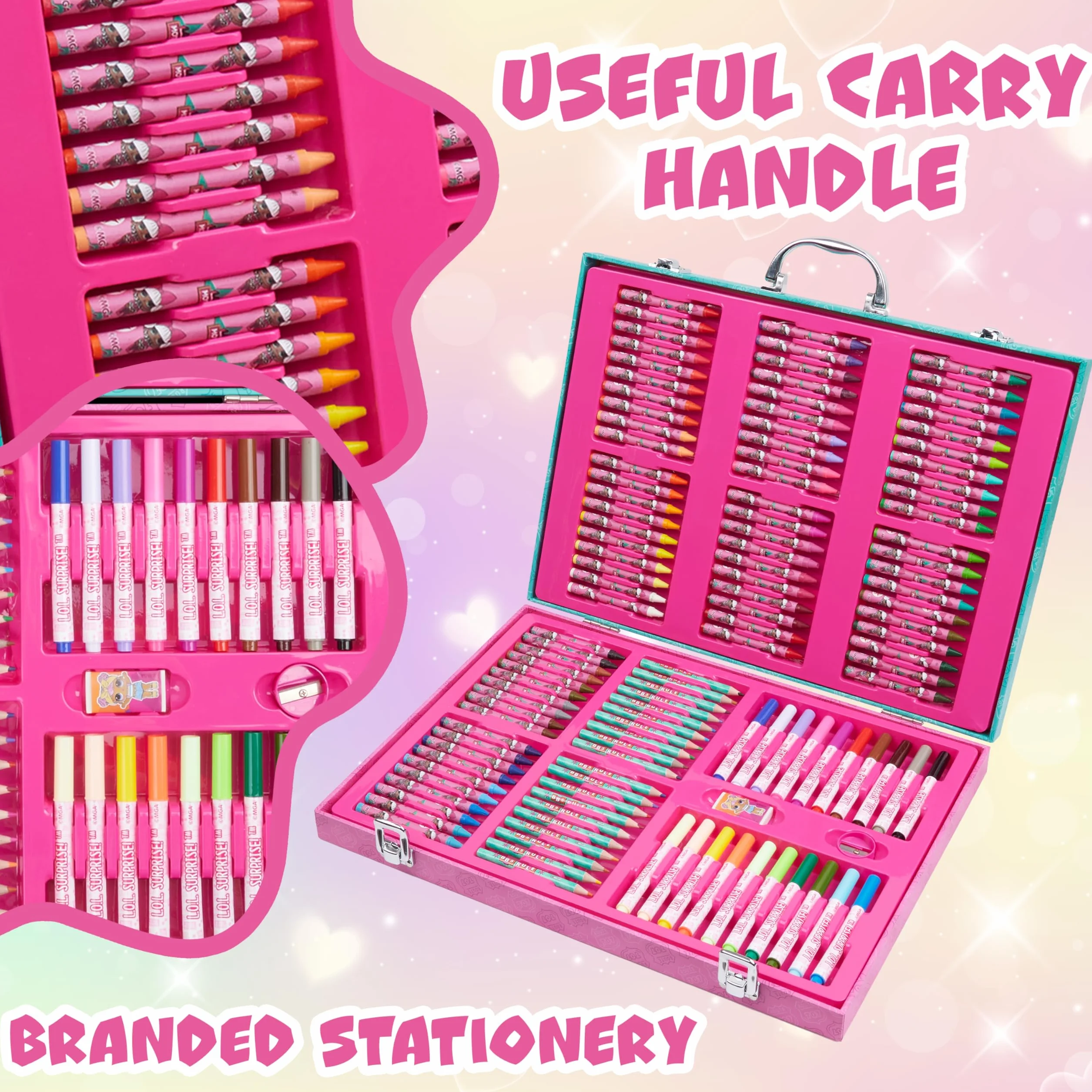 L.O.L. Surprise! Mallette Dessin et Coloriage Feutres Crayons 130 pcs Rose