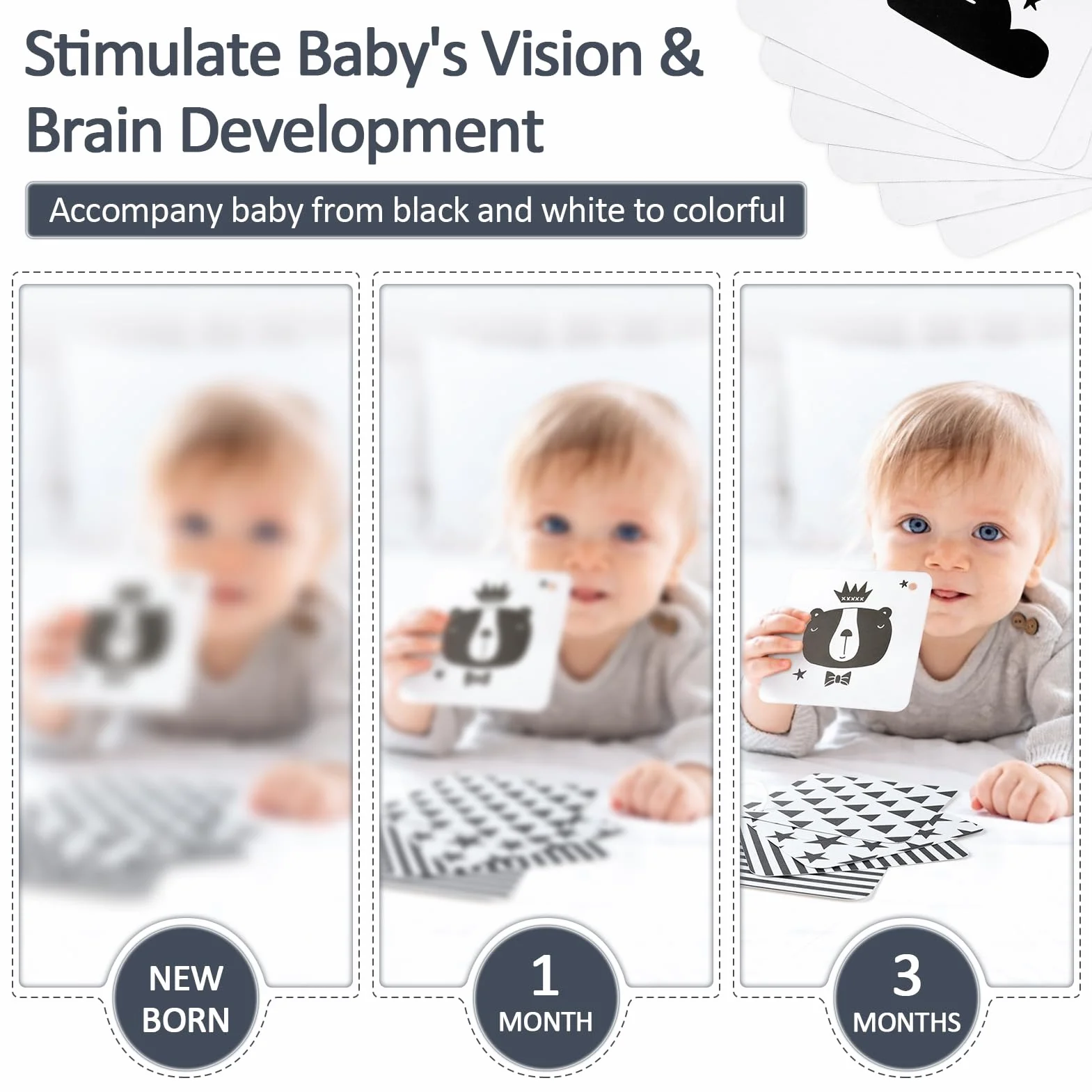 Joyreal Spirale d'Activité Bébé - Jouet Sensoriel Montessori Noir et Blanc pour Poussette Fille Garçon Cadeau Naissance