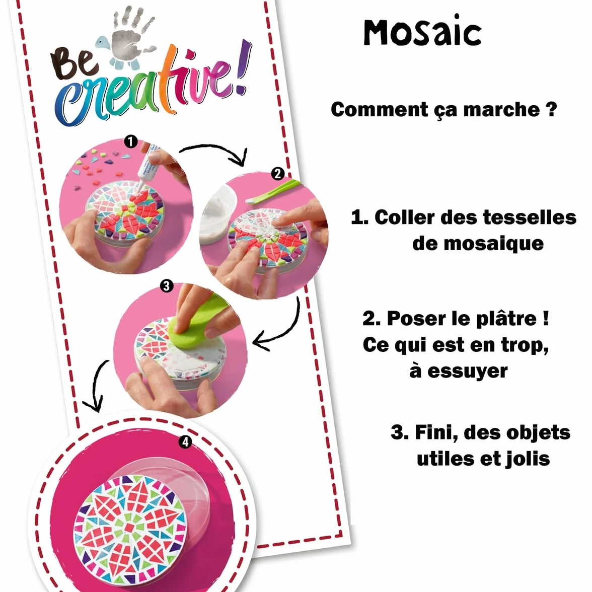 Ravensburger Be Creative Mosaïque Maxi 3 Objets à réaliser Décoration Loisir créatif Dès 8 Ans