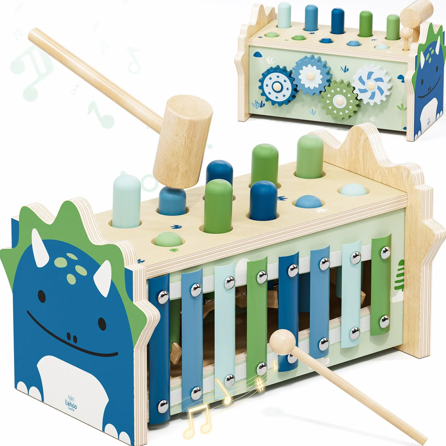 Jouets Montessori 1 An, Jouet en Bois avec Xylophone et Marteaux, Jouets d'Éveil Motricité pour Tout-petits 1-3 Ans