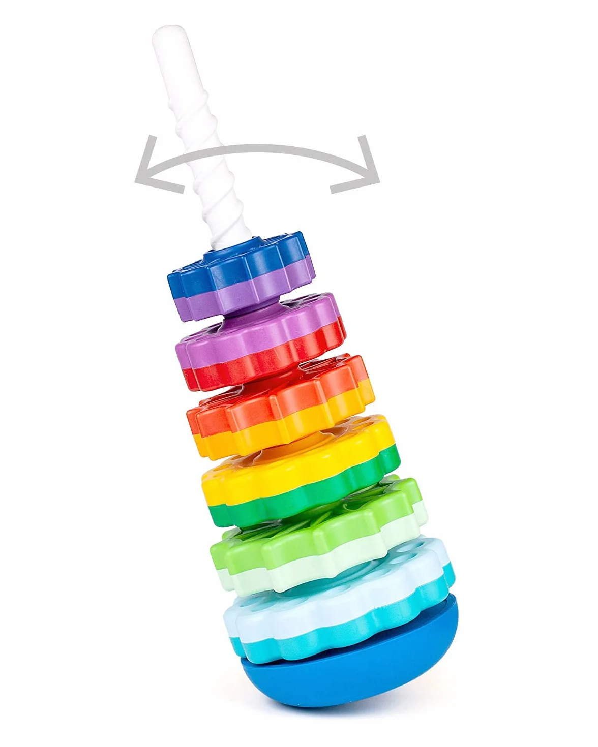 FANCY Grande Pyramide pour Bébé Jouet à Empiler 40 cm - Jouet d’Éveil avec Engrenages Jeux Éducatifs Empilement et Culbuto Cadeau Enfant 1 2 3 Ans