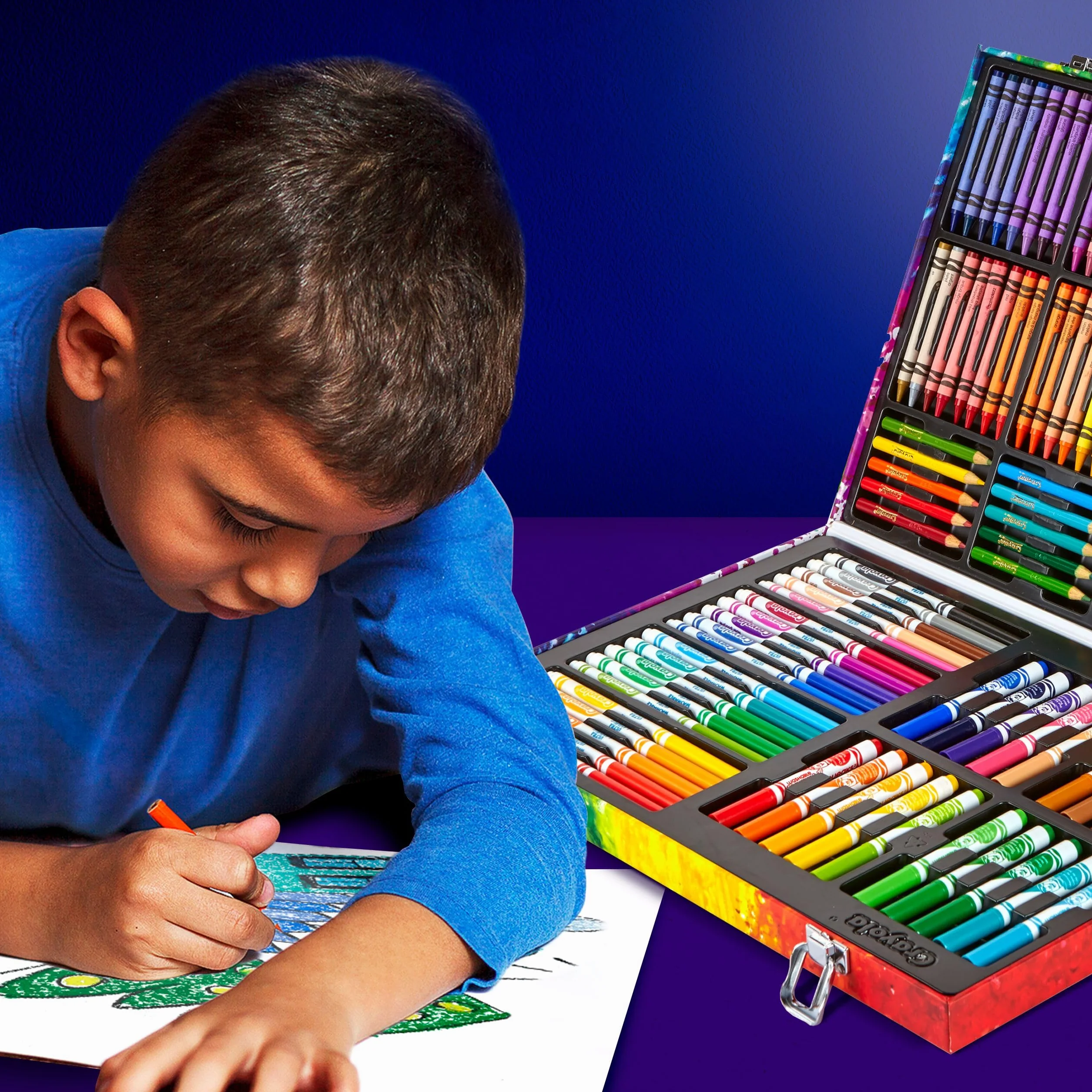 CRAYOLA Coffret de Coloriage 140 Crayons 15 Feuilles Blanches 5 Ans 04-2532