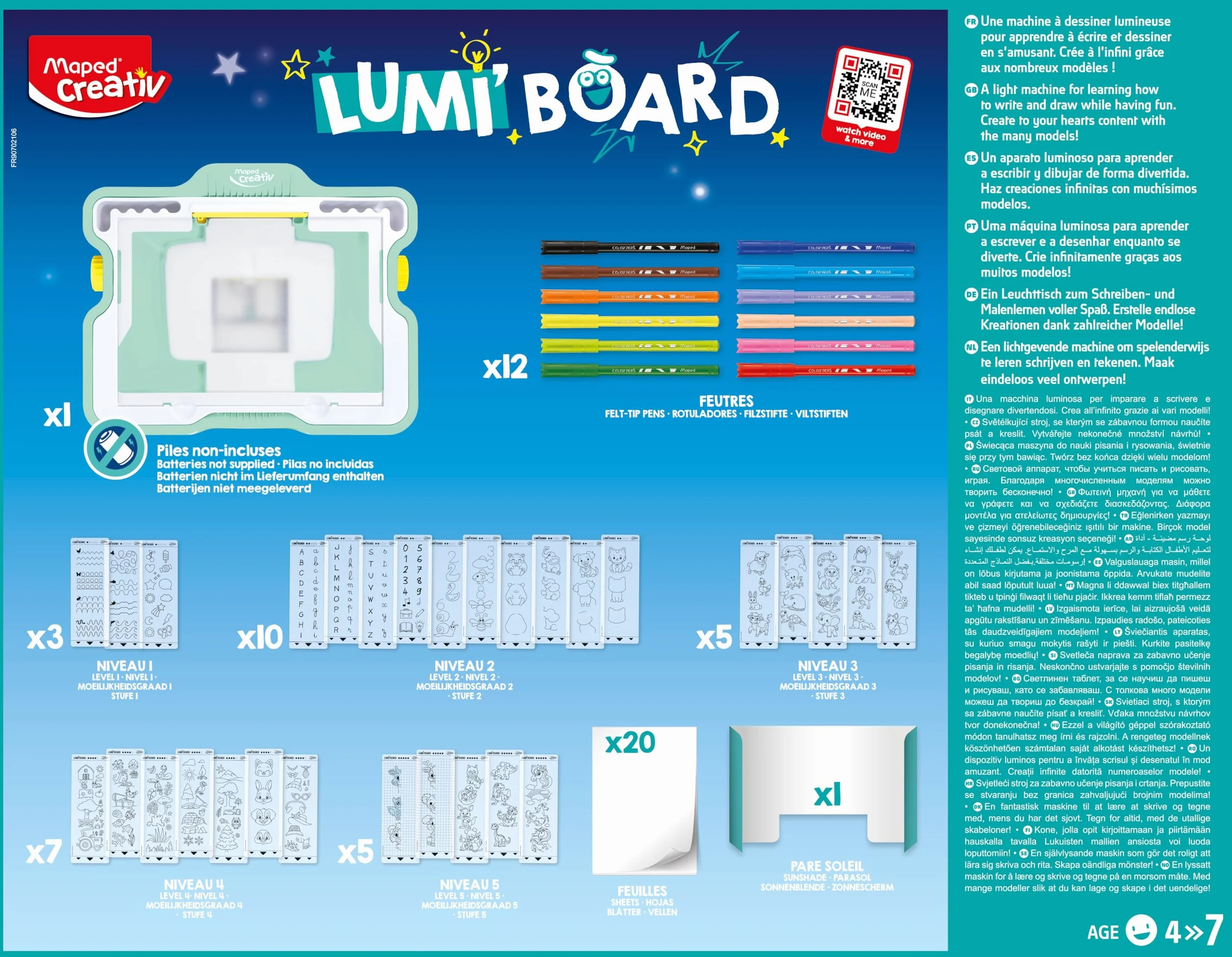 Lumi Board Maped Creativ - Machine Lumineuse pour Apprendre à Dessiner - Tableau Lumineux Enfant dès 4 ans