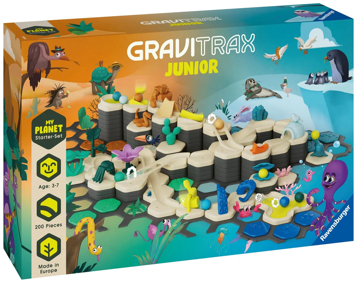 Ravensburger - Gravitrax Junior - Starter Set XXL My Planet 200 pièces - Circuit de Billes - Jeu de Construction créatif - Parcours de Billes à Construire - Dès 3 Ans - Version française - 27059