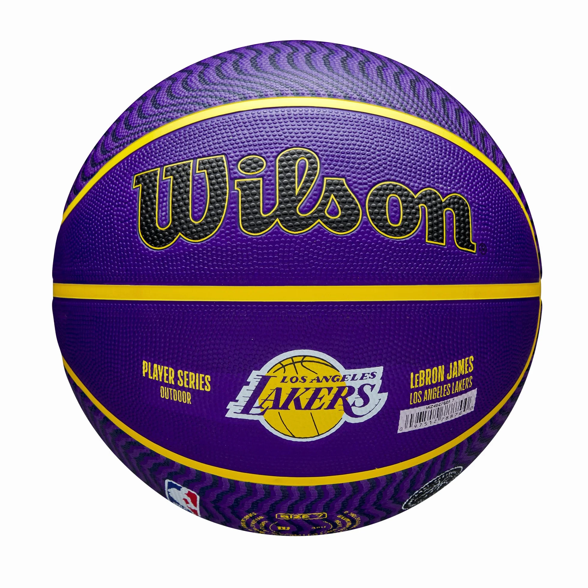 WILSON NBA Player Icon Ballon de Basket d'Extérieur Lebron James Taille 7 Violet/Jaune