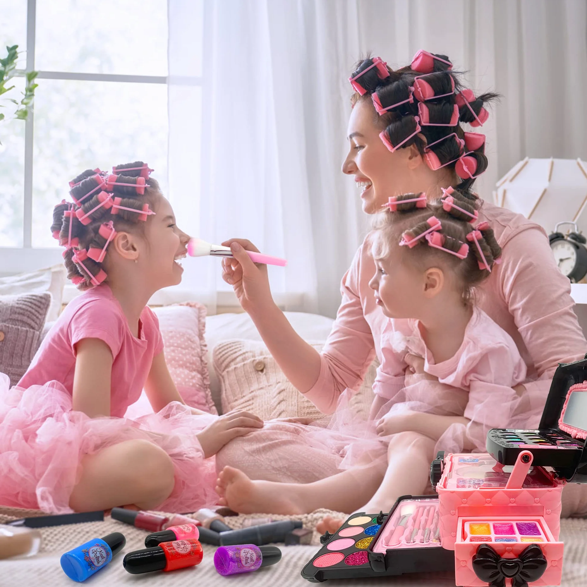 Chennyfun Maquillage Enfant Jouet Filles, 53 Pcs Lavable Malette Maquillage, Valise Beauté pour Enfant, Cadeau Anniversaire Fille 3-7 Ans