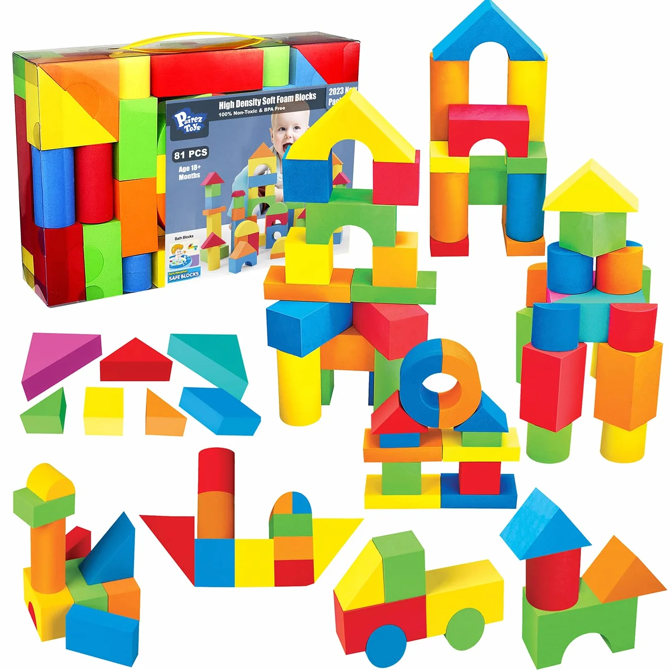 Pairez Blocs de Construction en Mousse 81 Pièces pour Tout-Petits
