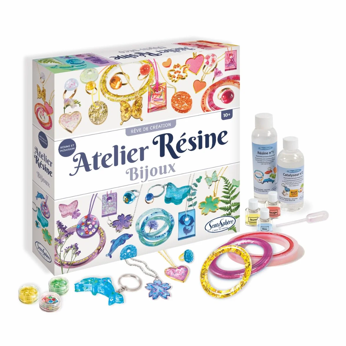 Sentosphère L'Atelier de Résine Kit de Loisir Créatif Résine de Bijoux Cadeau Fille 10 Ans Enfants Assemblé en France