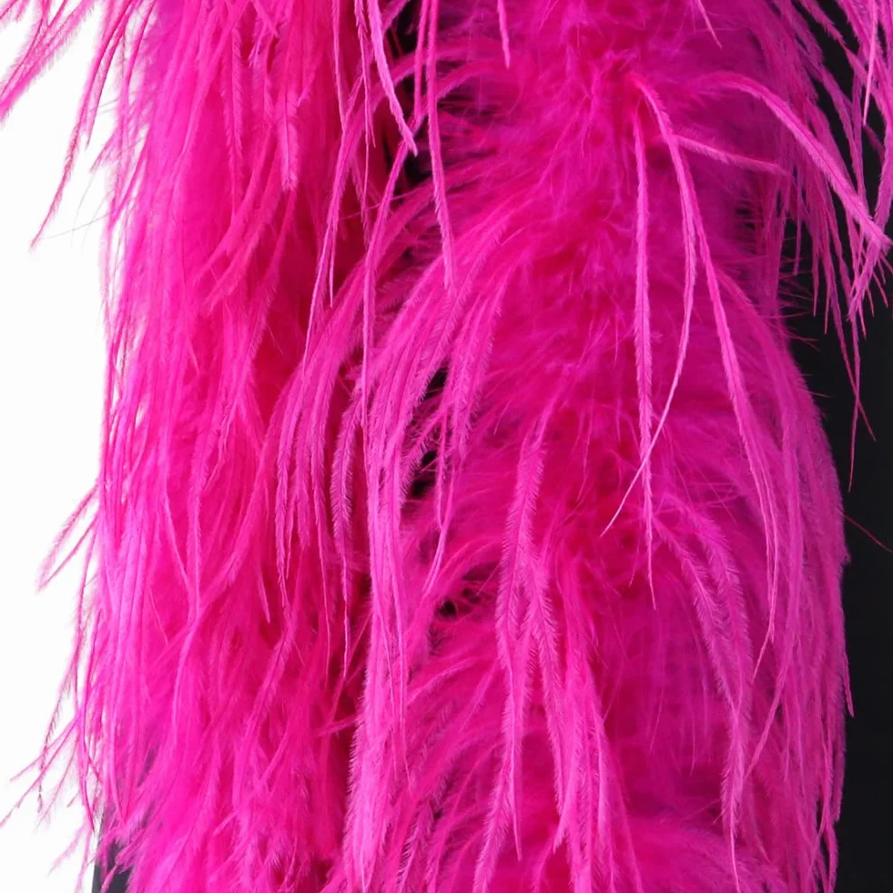 Surakey Boa de Plumes 2m Écharpe en Plumes Charleston Accessoire Femme Naturel Plumes D'autruche Longue Ceinture de Plumes Rose Foncé