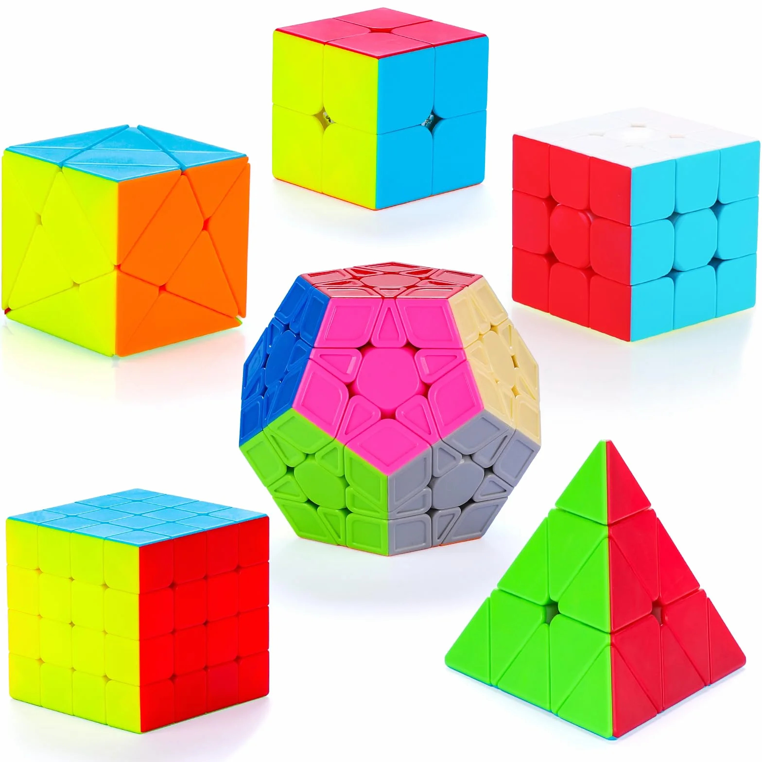 Speed Magic Cube Ensemble 6 Pack Cube Magique 2x2x2 3x3x3 4x4x4 Pyraminx Megaminx Skewb sans Autocollant Jouet