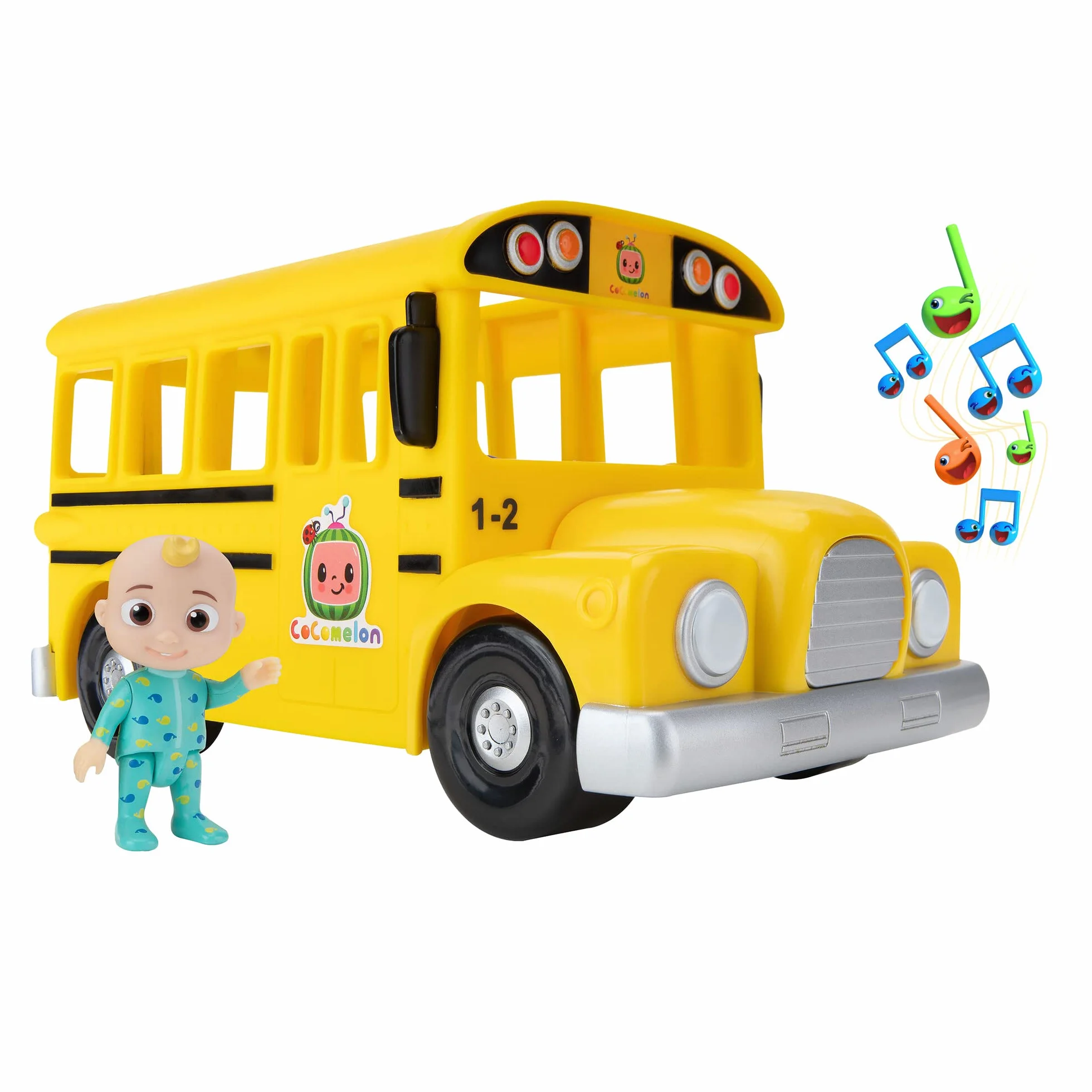 CoComelon CMW0137 Bus de Mitsing avec Musique et JJ, Version Allemande, pour Enfants dès 2 Ans, Jaune