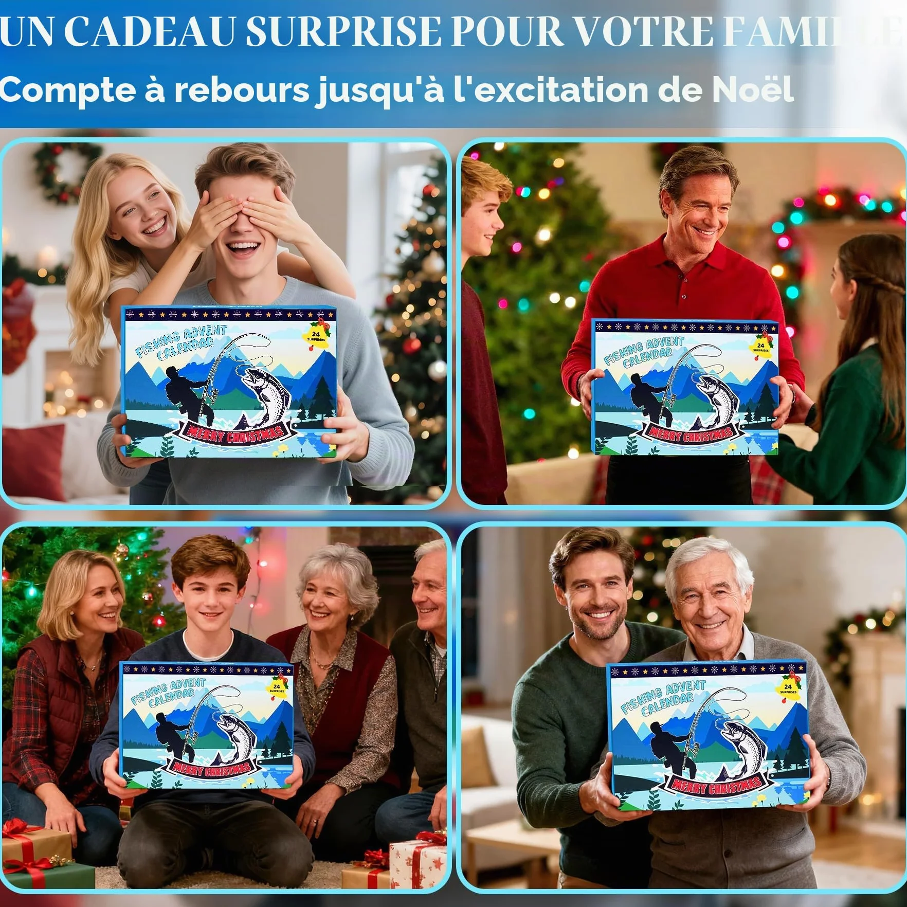 Calendrier de l'Avent 2025 Pêche Homme 24 Outils Équipements Pêche pour Grand-Père Papa Oncle