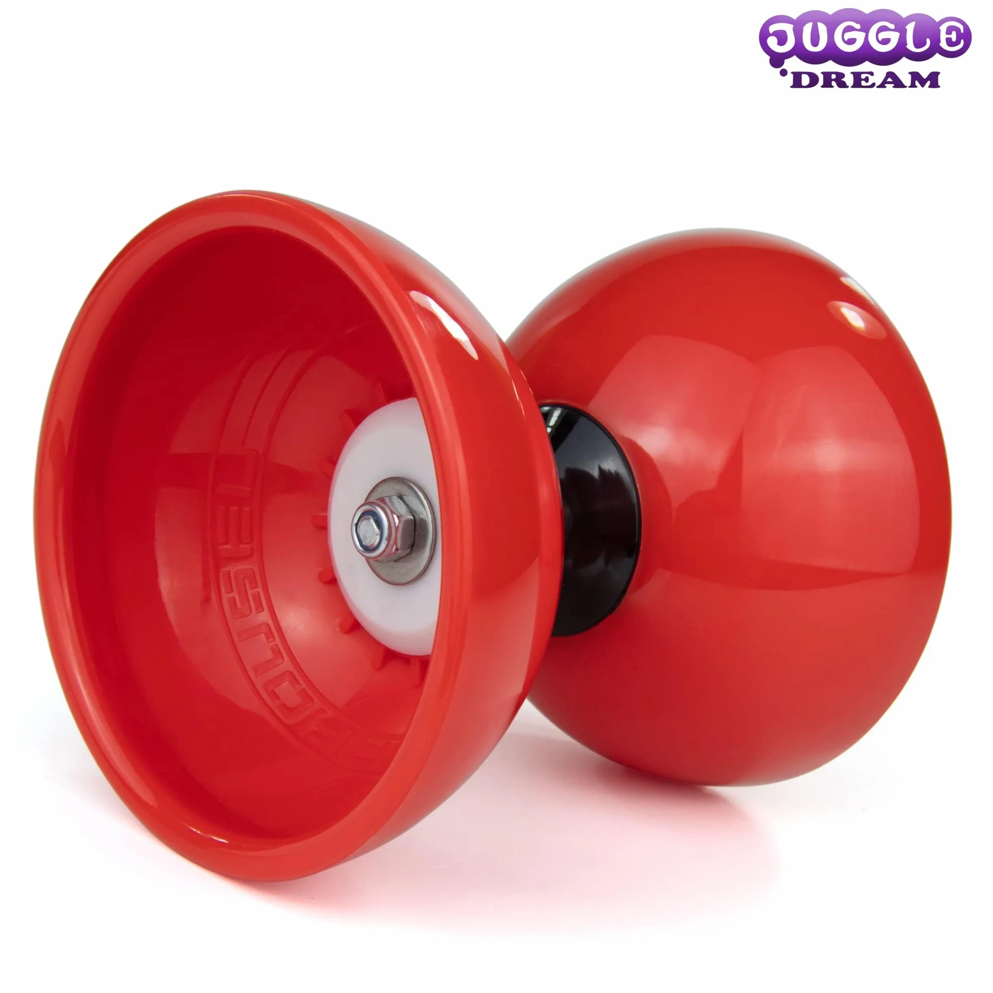Juggle Dream Carousel Diabolo Jonglage Kit - Essieu Triple Roulement à Billes, Baguettes Superglass, Vidéo d'apprentissage en Ligne (Rouge)