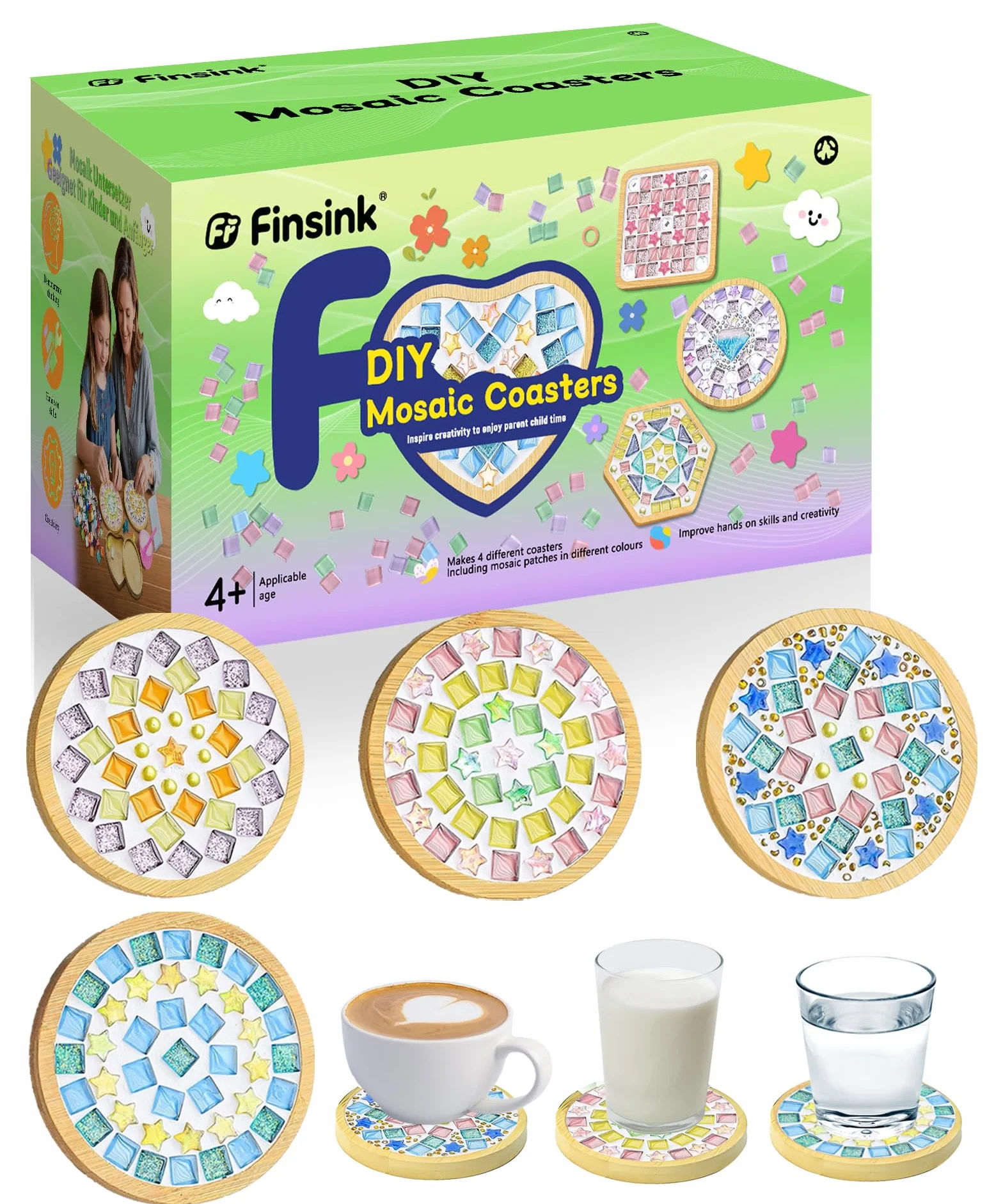 Kit Mosaïque Adulte DIY Bois Dessous de Verre Loisirs Créatif Cadeau Enfants 5+