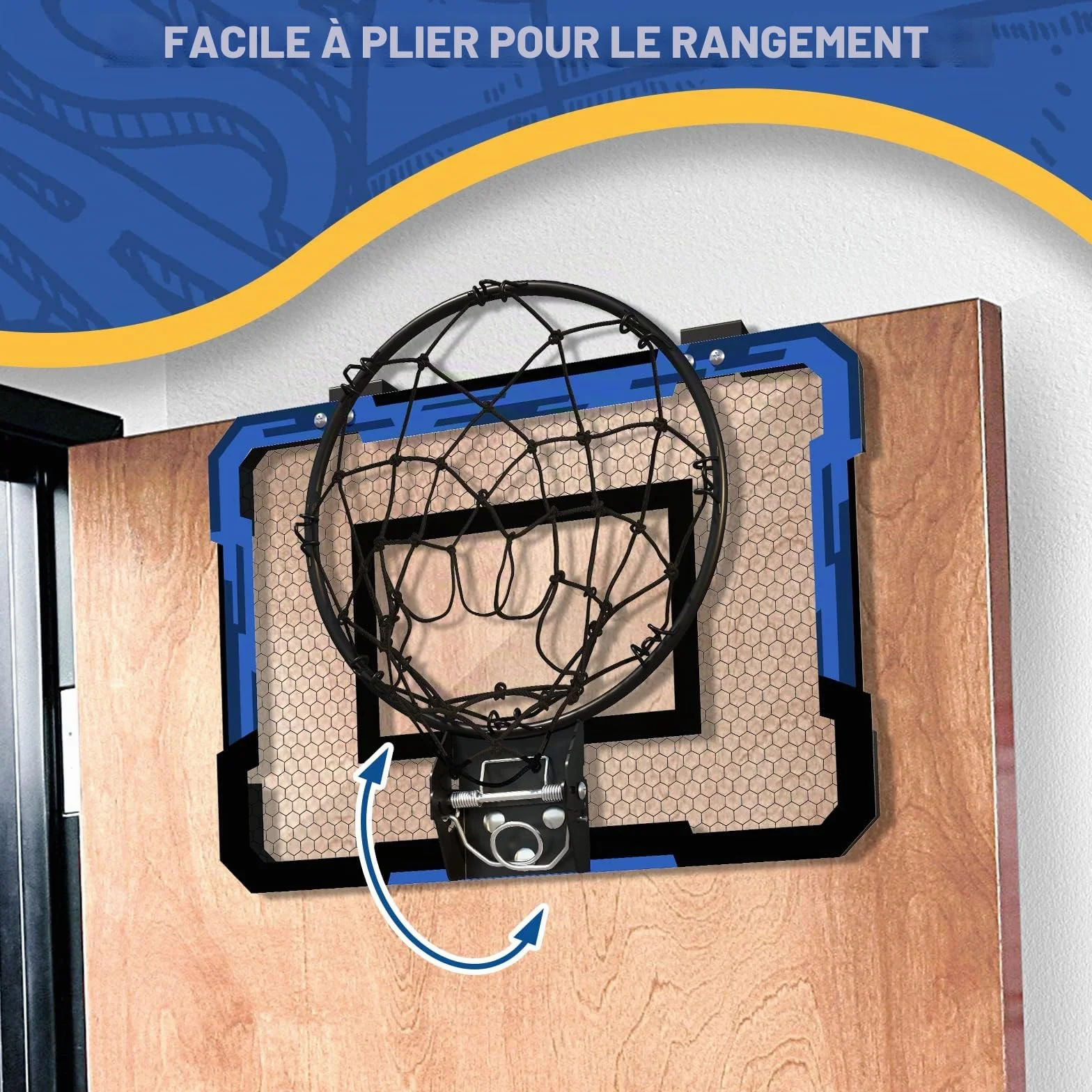QDRAGON Mini Panier de Basket Enfant Intérieur, Panier de Basketball Mural avec 3 Ballons, Filet, Backboard et Pompe