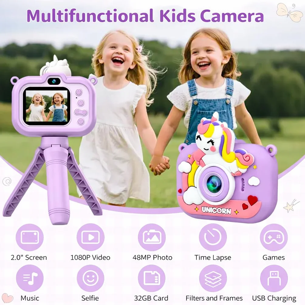 Appareil Photo Numérique Enfant 2.0 Pouces 1080P HD 32GB Carte