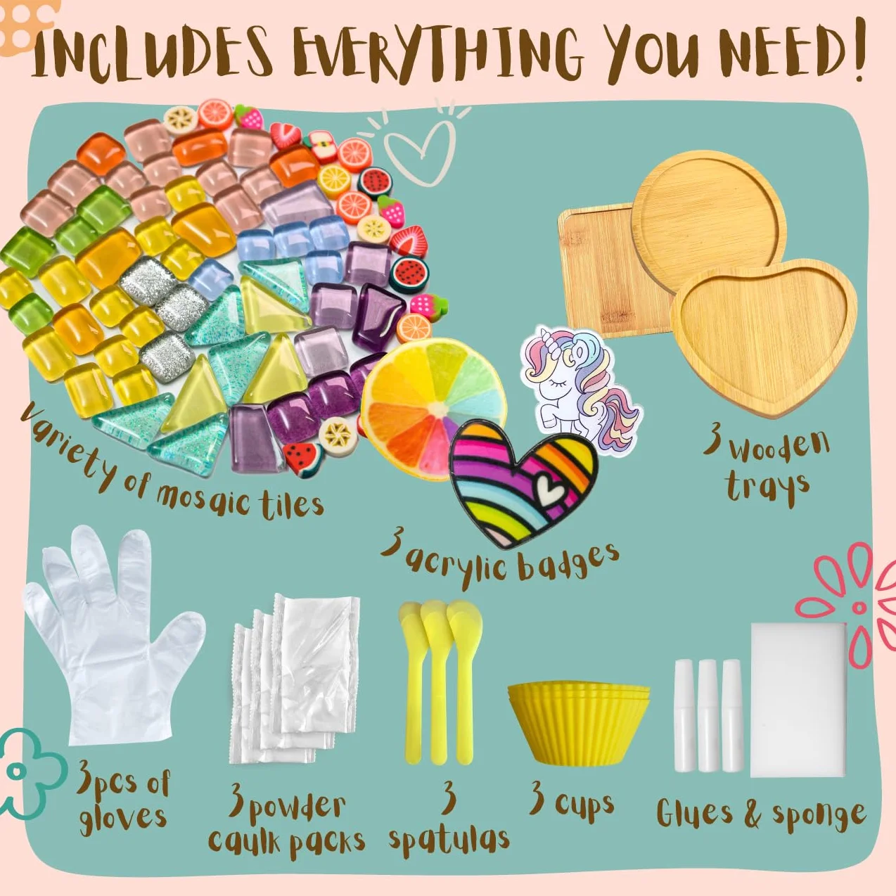 Kit d'artisanat en mosaïque pour sous-verre, cadeau anniversaire, activités enfants filles adolescents
