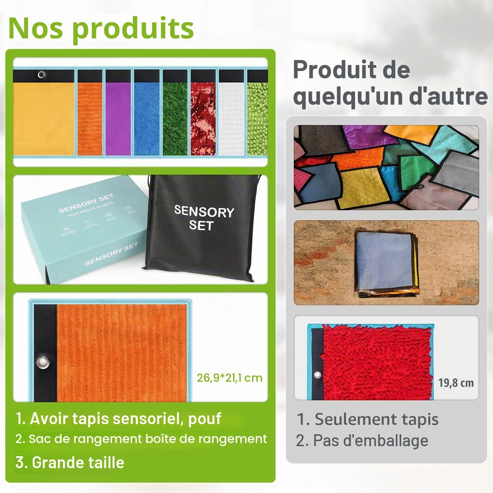 Joyreal Tapis Sensoriel pour Enfants Autistes, Vitres Tactiles, Carreaux Sensoriels 3+