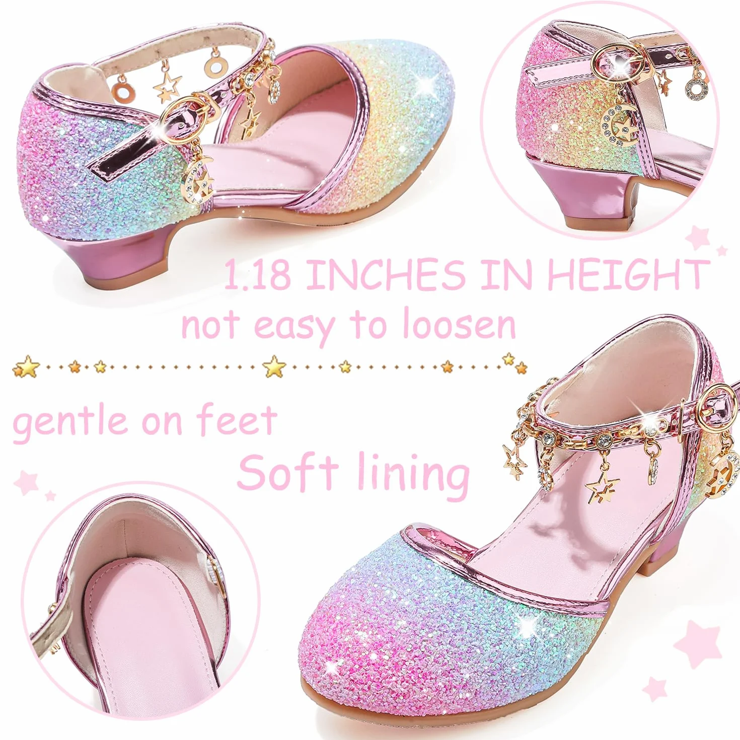 Chaussure Princesse Fille Paillettes Talon Haut Sandale Crystal Bling
