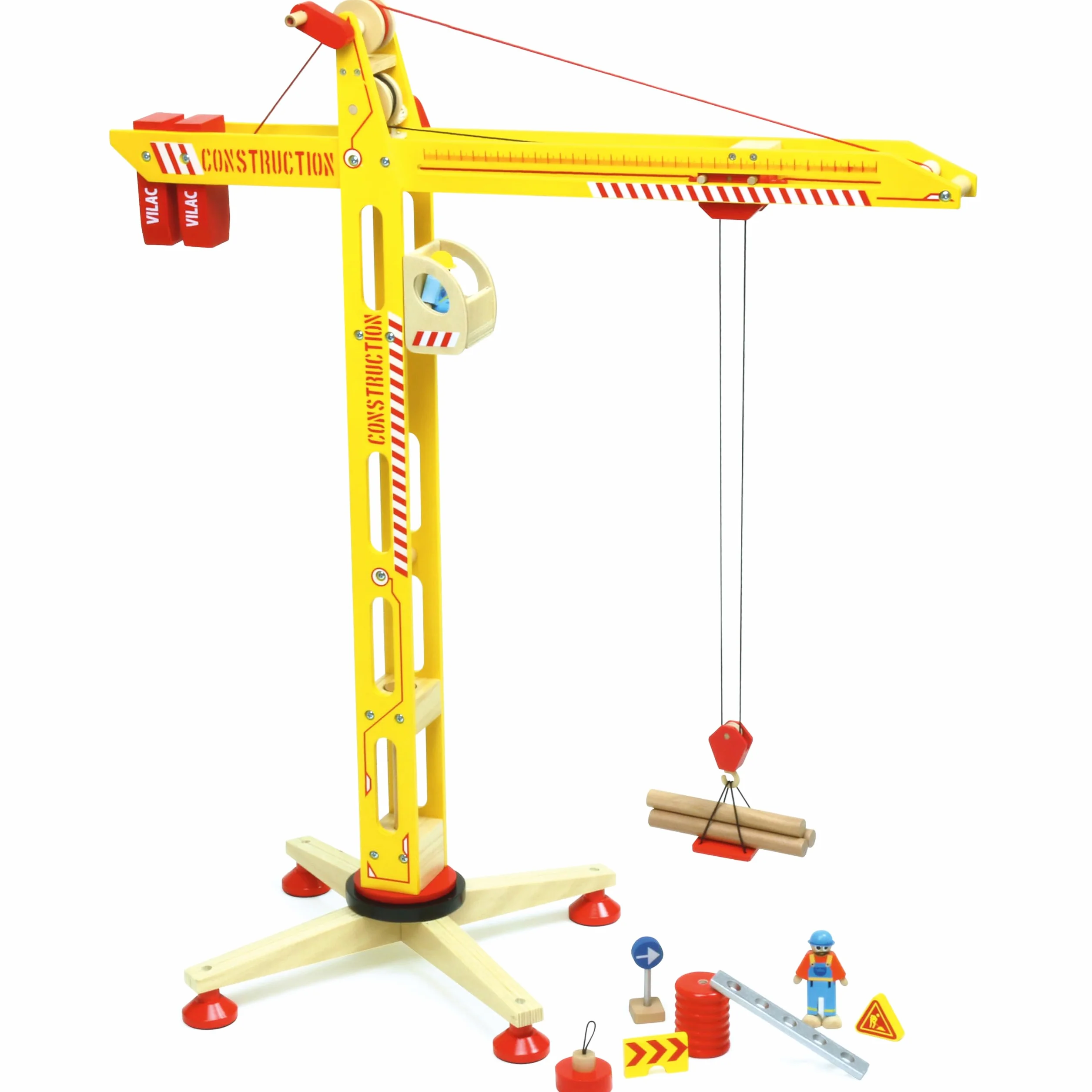 Vilac - Grande Grue de Construction en Bois - Enfants 3 Ans+