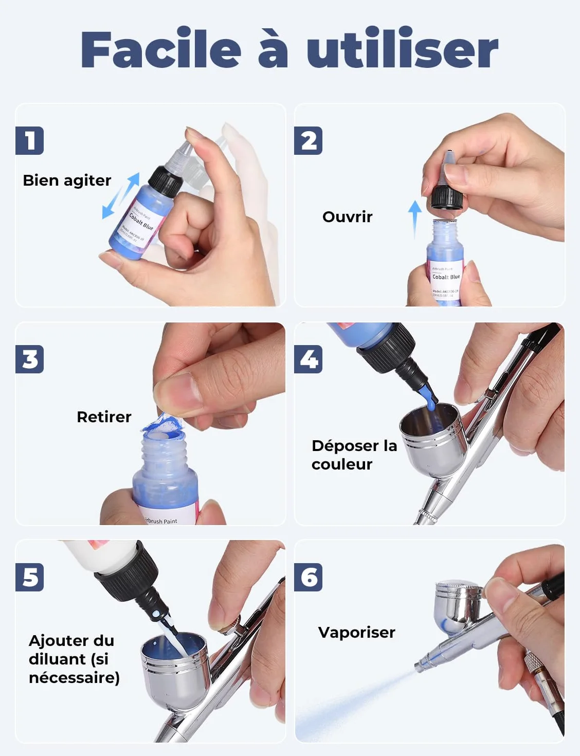 Kit Peinture Aérographe Oasser 36 Pcs 33 Couleurs 20 ml