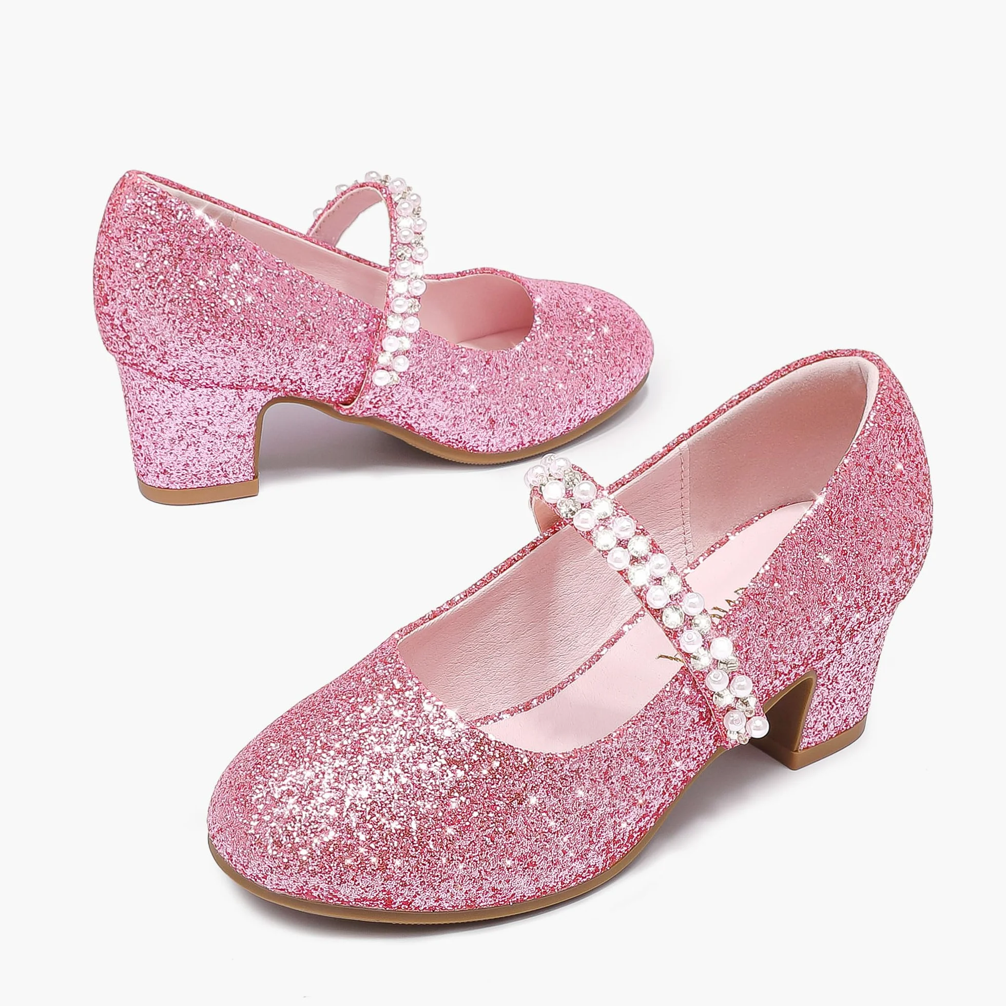 LAURMOSA Perles Chaussure Princesse Fille Mary Jane Talon Enfant Mariage