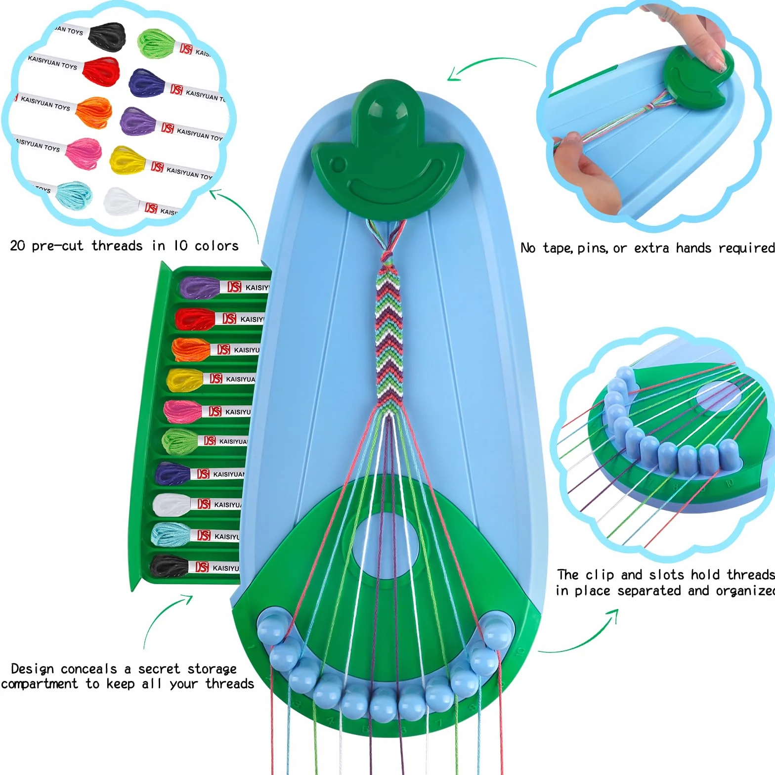 Kit Bracelet Fille Bracelet D'amitié Cadeau Enfant Jouet Fabrication Bracelets pour Filles 6-12 Ans DIY Loisirs Créatifs Bleu Vert