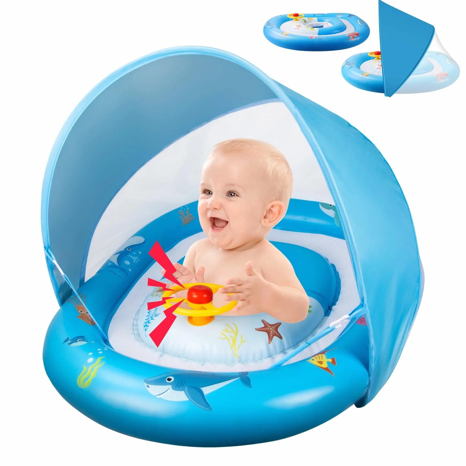 Bébé Siège de Piscine Gonflable avec Kit de Patch pour 6 Mois-3 Ans Rosa