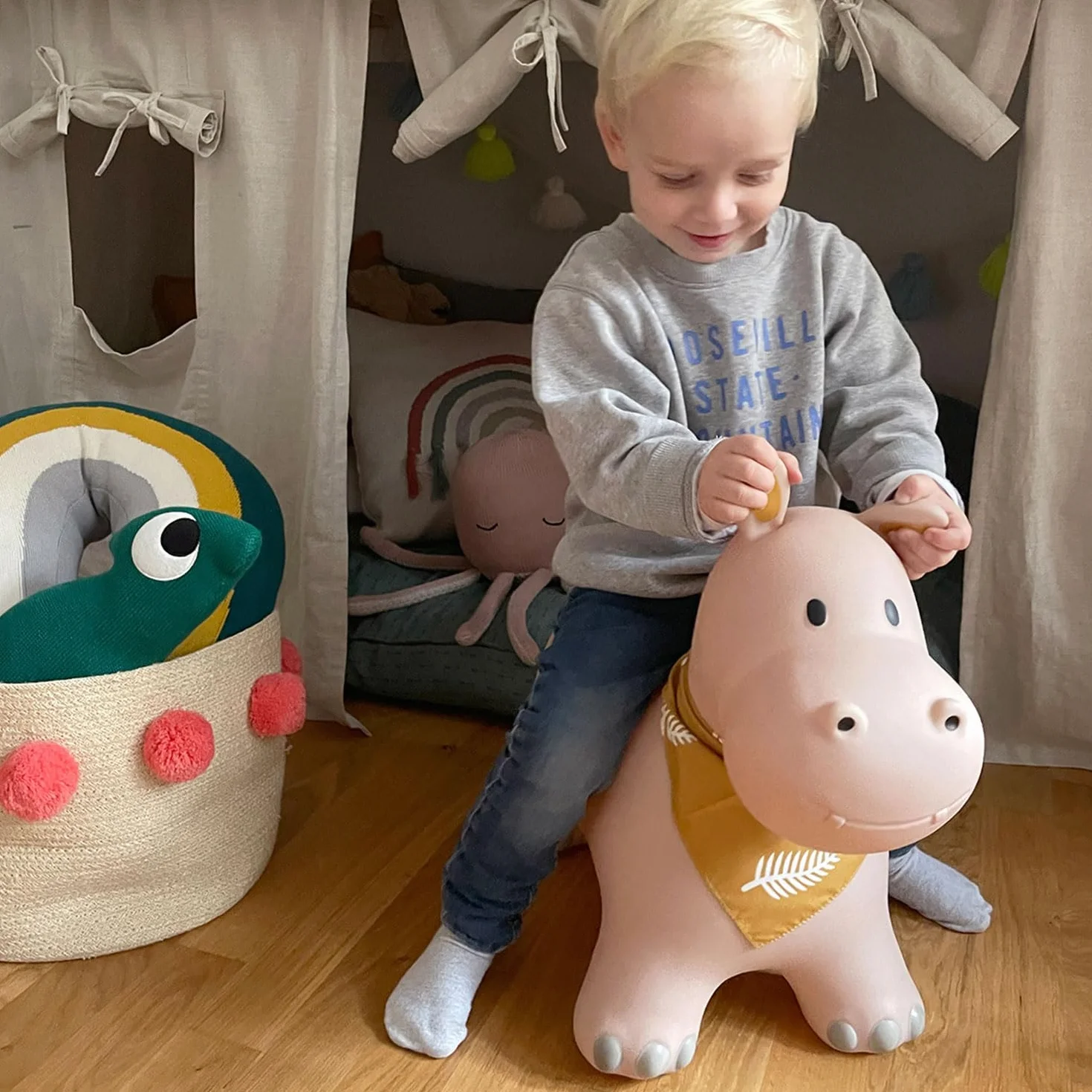 Kindsgut Animal Sauteur pour Enfants Hippo avec Pompe à Air