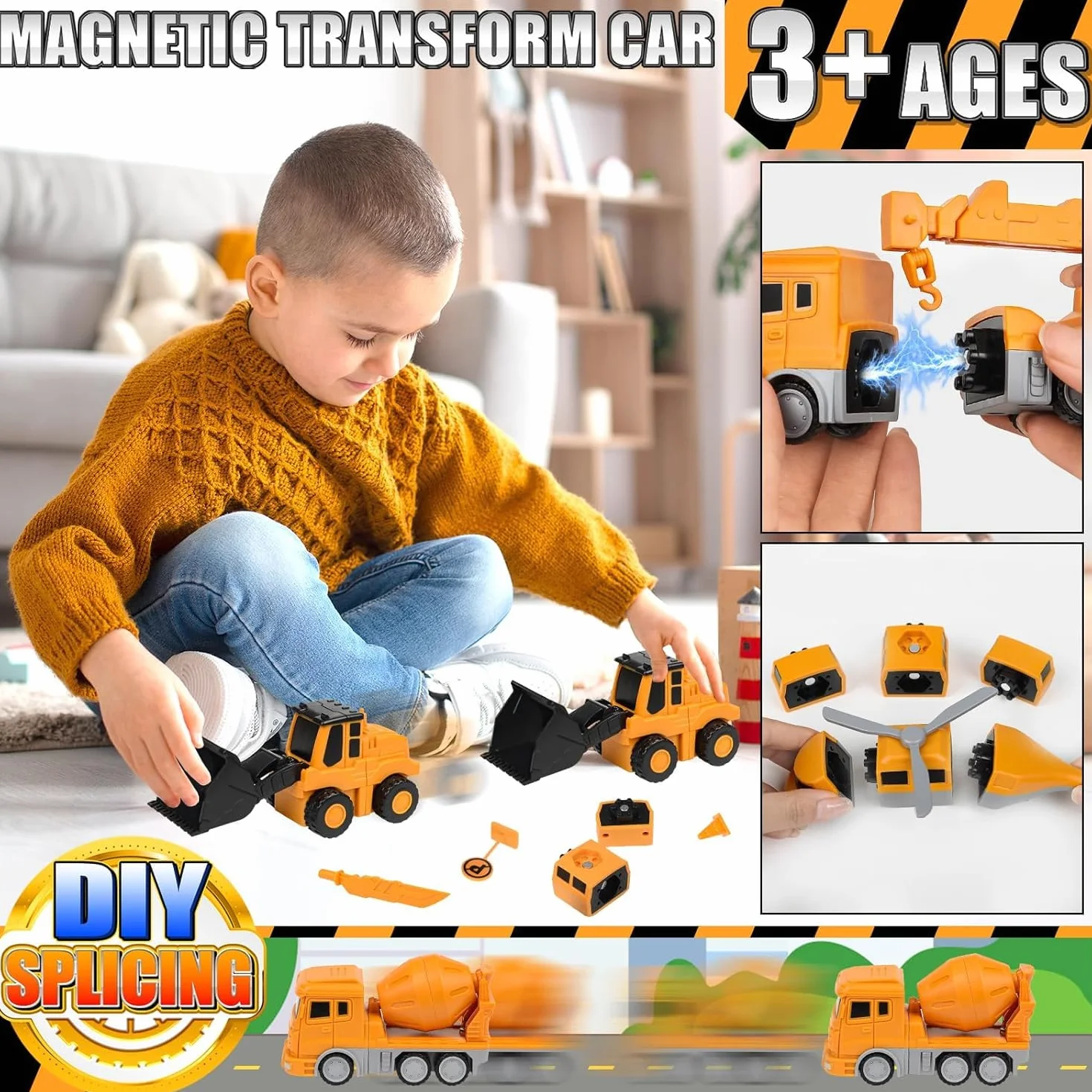 Ensemble de Jouets de Véhicules Magnétiques Transform Engineering Assemblé 35 Pièces