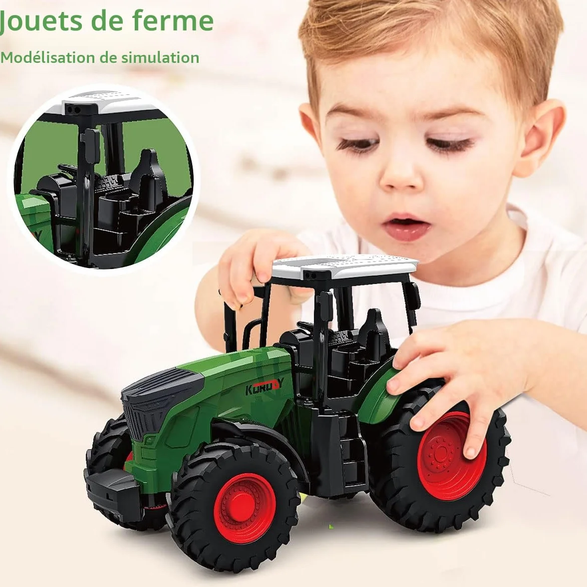 Véhicules de Tracteur agricole Remorque avec poignée Ronde Épandeur d'engrais Balle de Lait Jouets agricoles