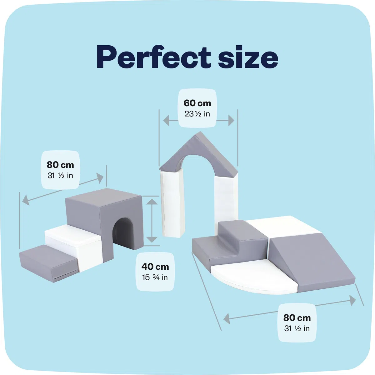 IGLU Soft Play 10 Grande Modules de Motricité en Mousse Blocs de Construction Jouets éducatifs - Antidérapant (Gris, Blanc)