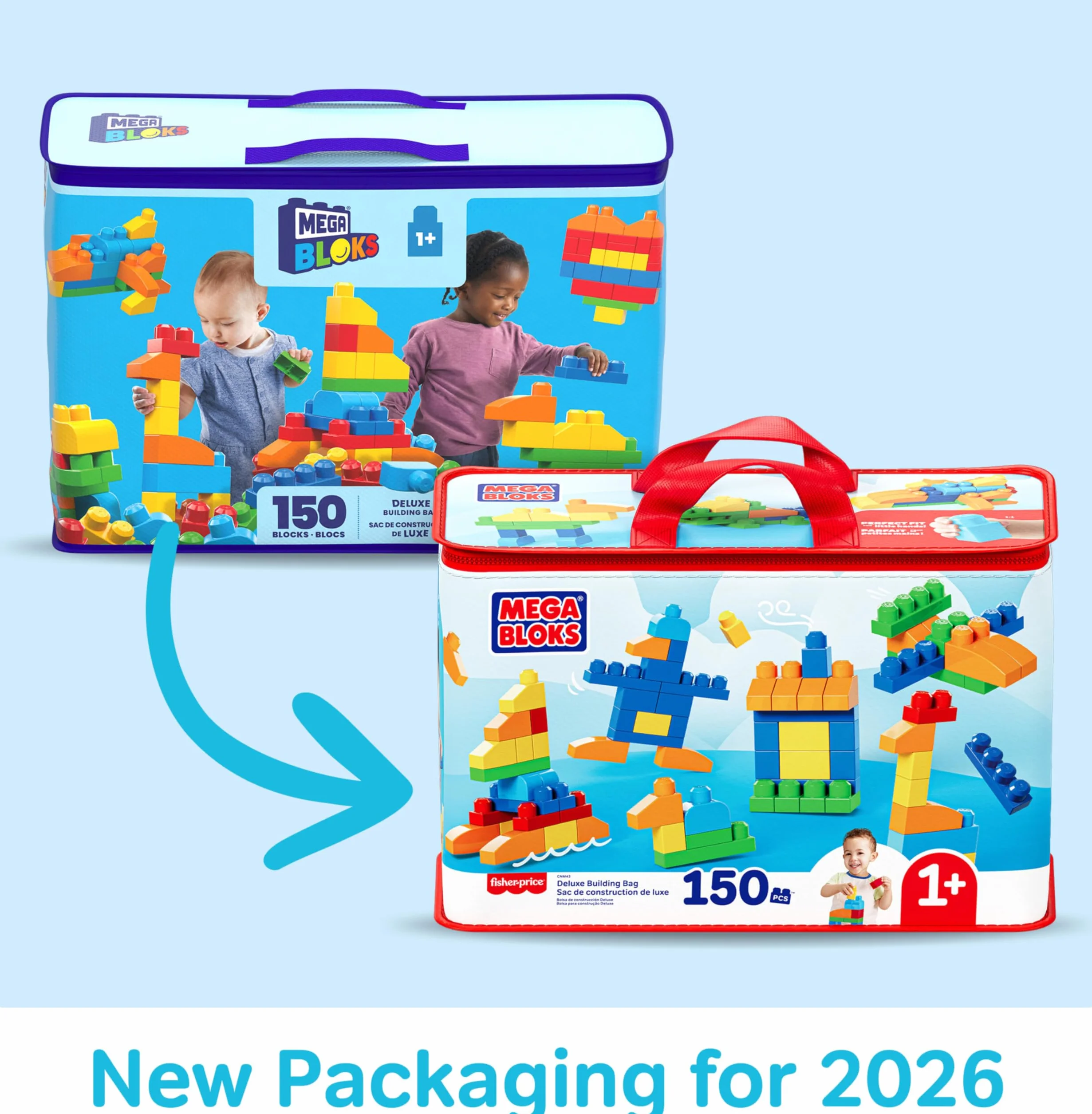 Mega Bloks Sac Blocs Construction Deluxe 150 briques jouet bébé enfant 1-5 ans CNM43