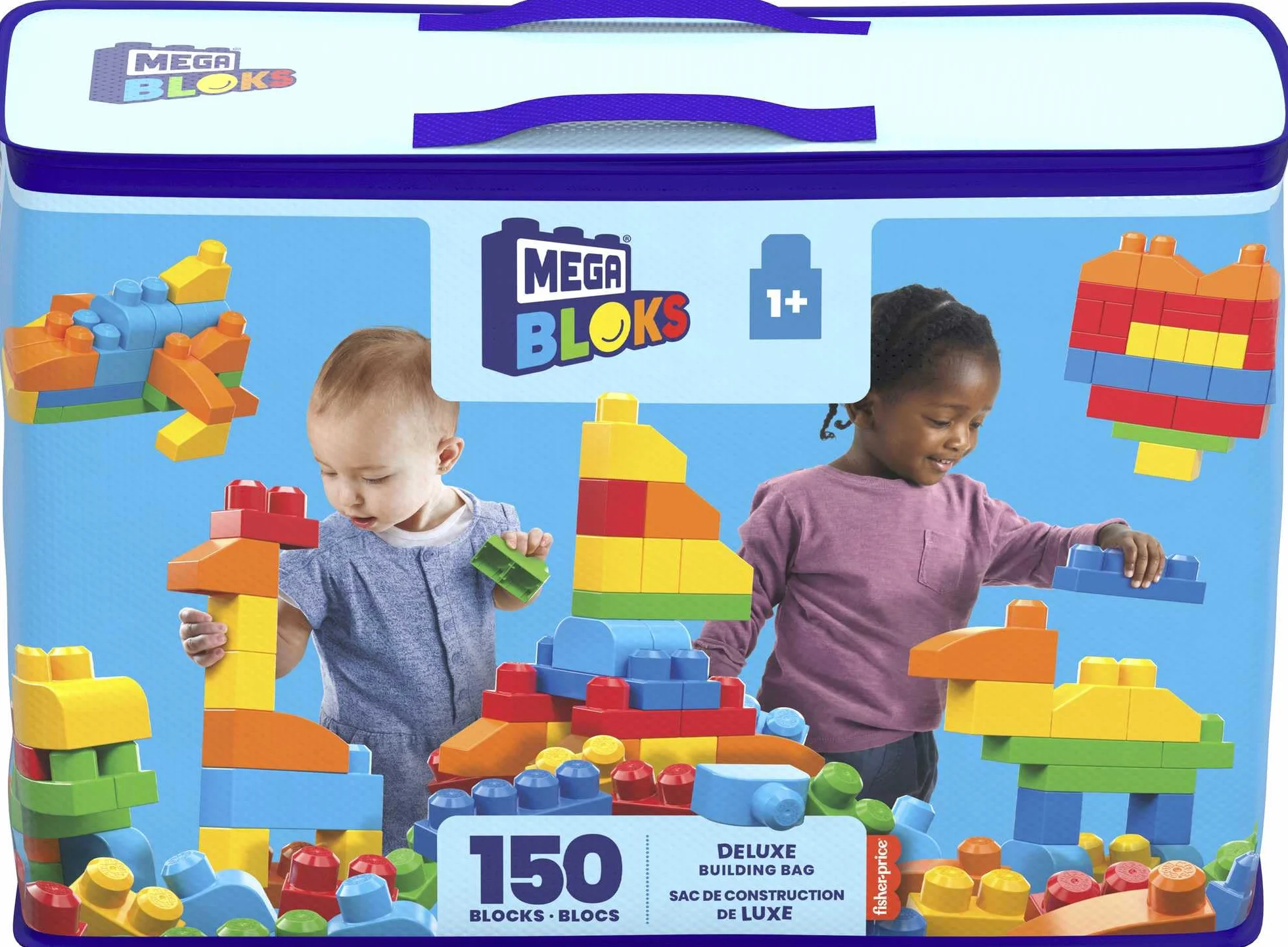 Mega Bloks Sac Blocs Construction Deluxe 150 briques jouet bébé enfant 1-5 ans CNM43