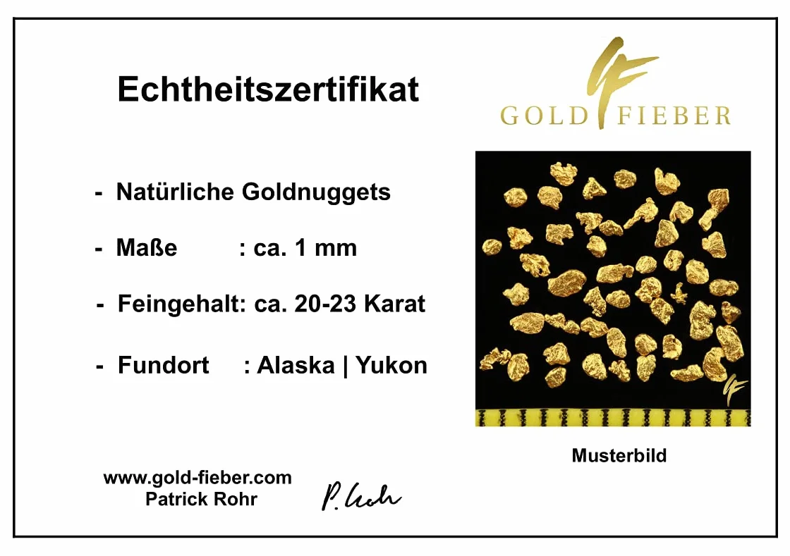 Lot de 50 pépites en or véritable de l'Alaska avec certificat d'authenticité