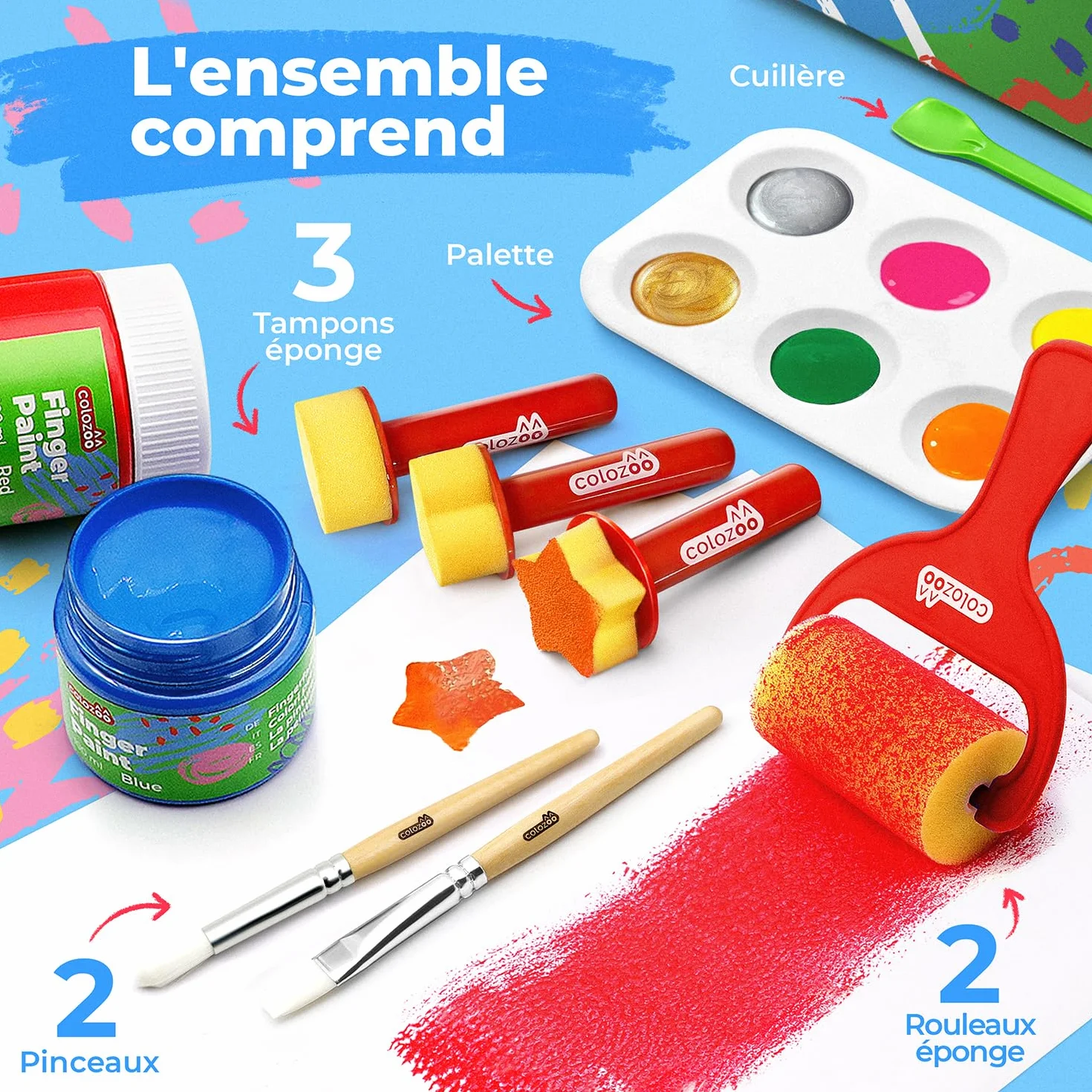 Kit Peinture Enfant 3 ans Lavable Non Toxique 8x100ml Couleurs Or et Argent Peinture a l'Eau Sans Paraben