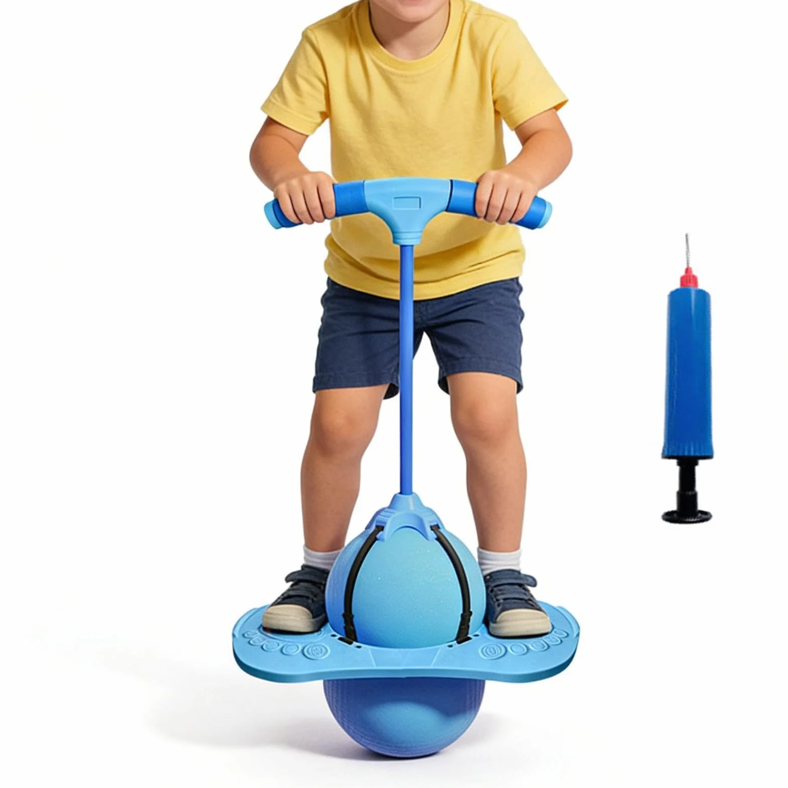 Ballon D'équilibre Élastique Antidérapant avec Poignée, Pompe À Air Incluse, Exercice Coordination Main-Pied Adultes Enfants