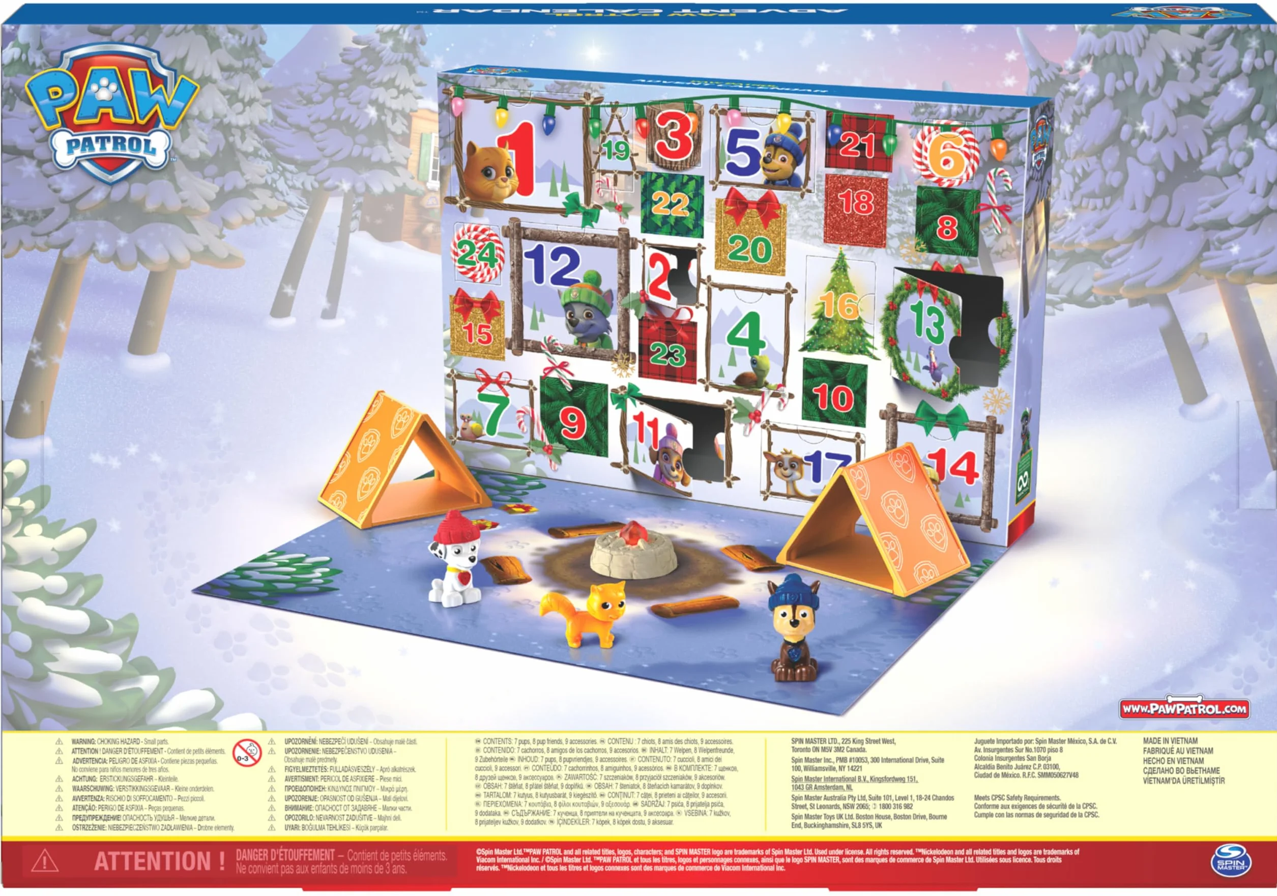 PAW PATROL Calendrier de l'Avent Noël 24 Surprises Figurines Exclusives Jouet Enfant 3 Ans+