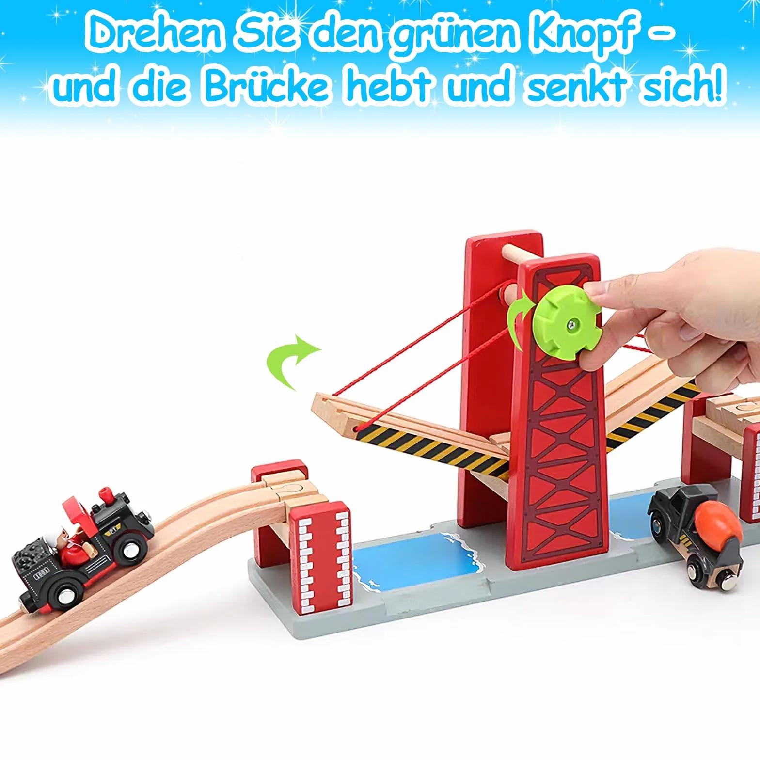 Pont de Chemin de Fer en Bois Compatible avec les Marques de Rails, Jeu de Train pour Enfants
