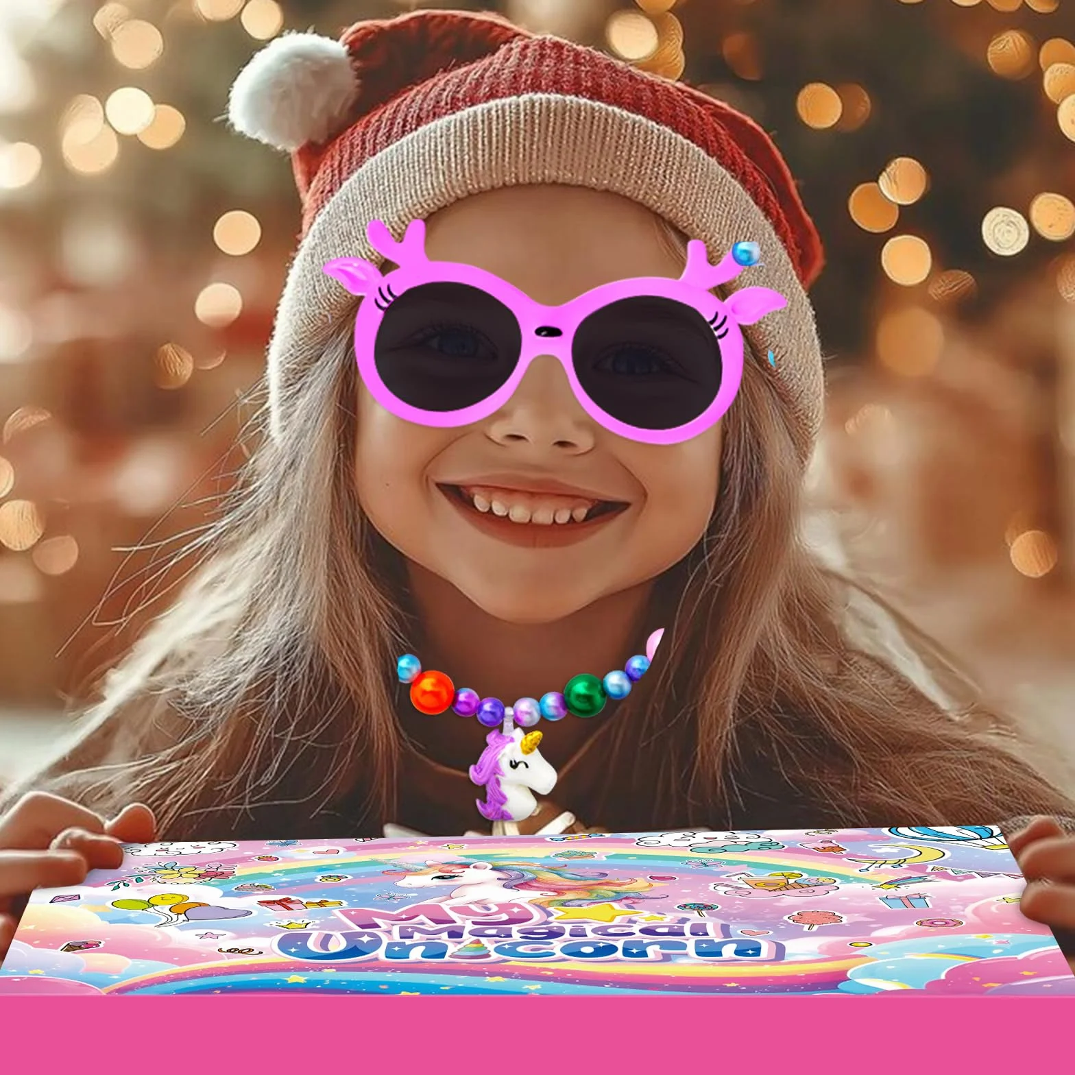 Calendrier de l'Avent Licorne Fille 2025, Calendrier de Noël à Rebours 24 Jours Cadeaux Surprises Bijoux Jouets