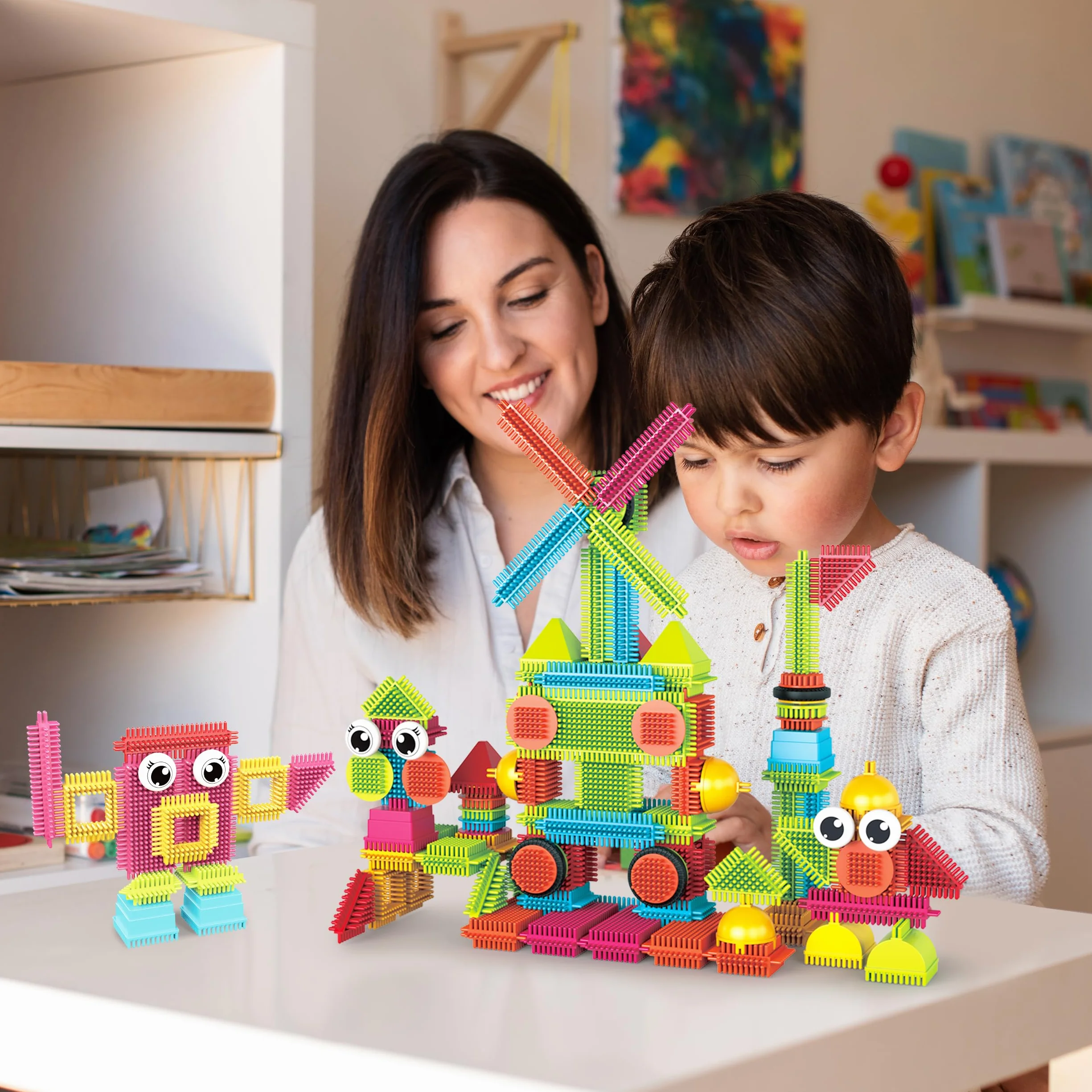 Picasso Toys PTB112 Blocs de Construction STEM en Forme de hérisson - Jouet d'apprentissage empilable