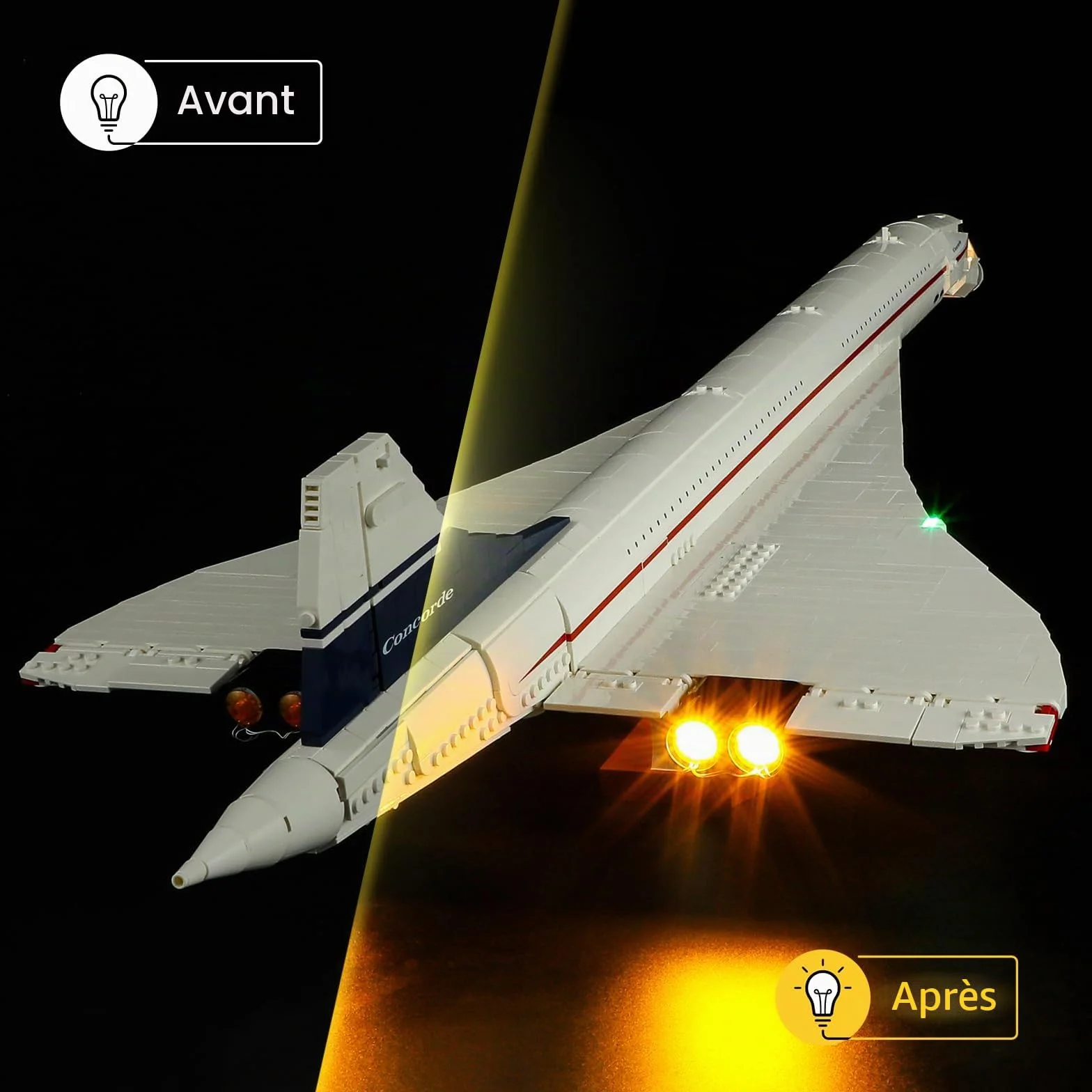YEABRICKS Lumière LED pour Lego 10318 Icons Concorde Modèle